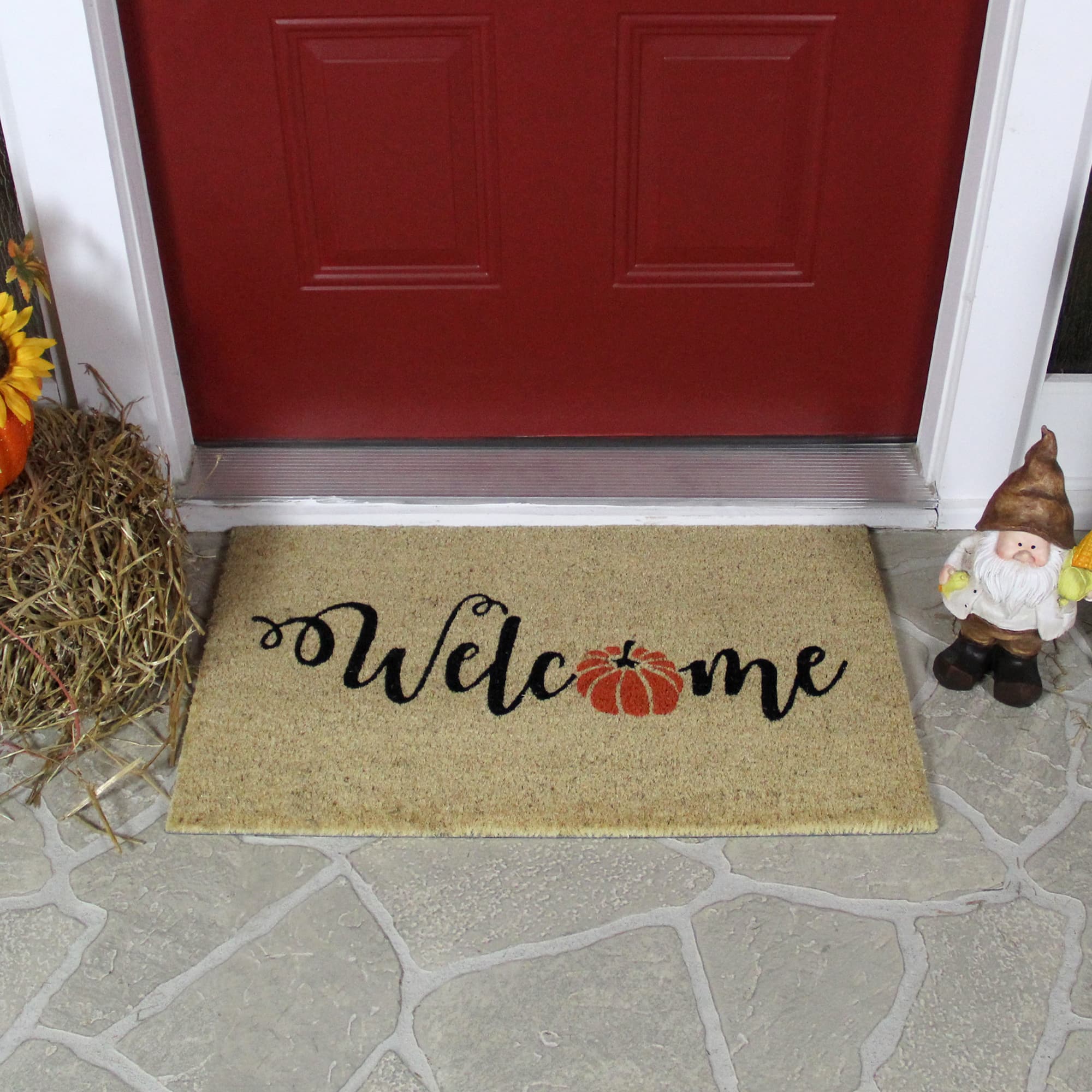 Orange Pumpkin "Welcome" Fall Harvest Doormat