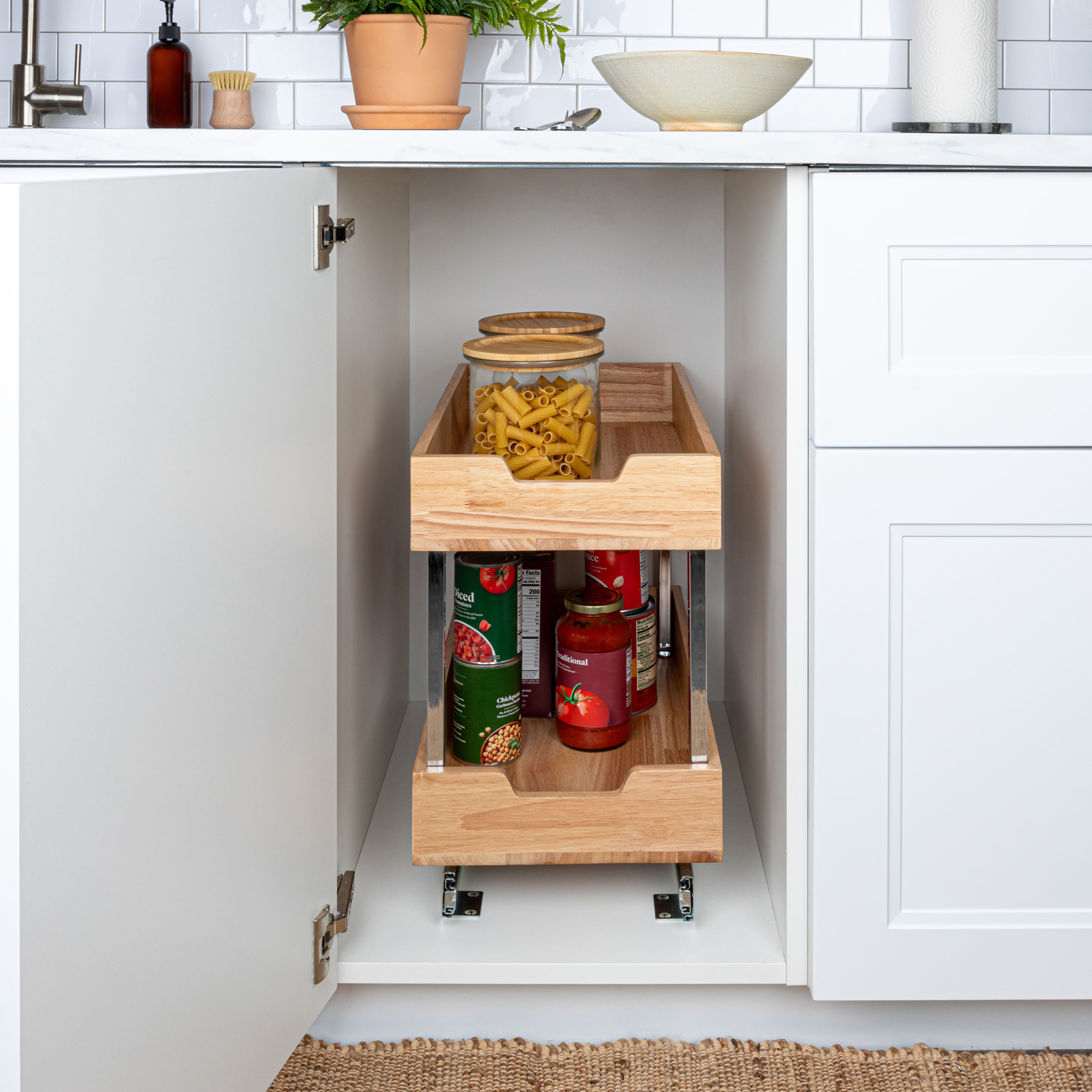Household Essentials Glidez Wood 2-Tier Cabinet Organizer