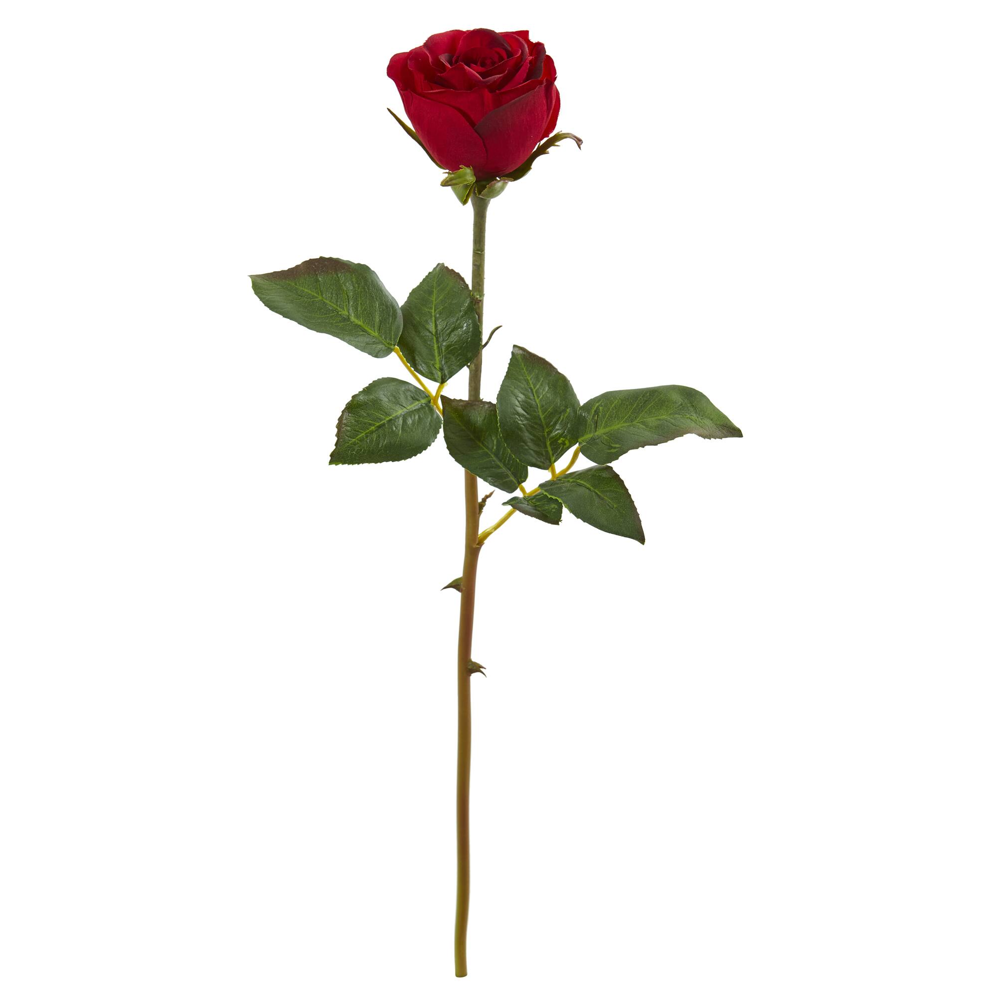 Christmas Red Rose Bud Flower Stems, 6ct.