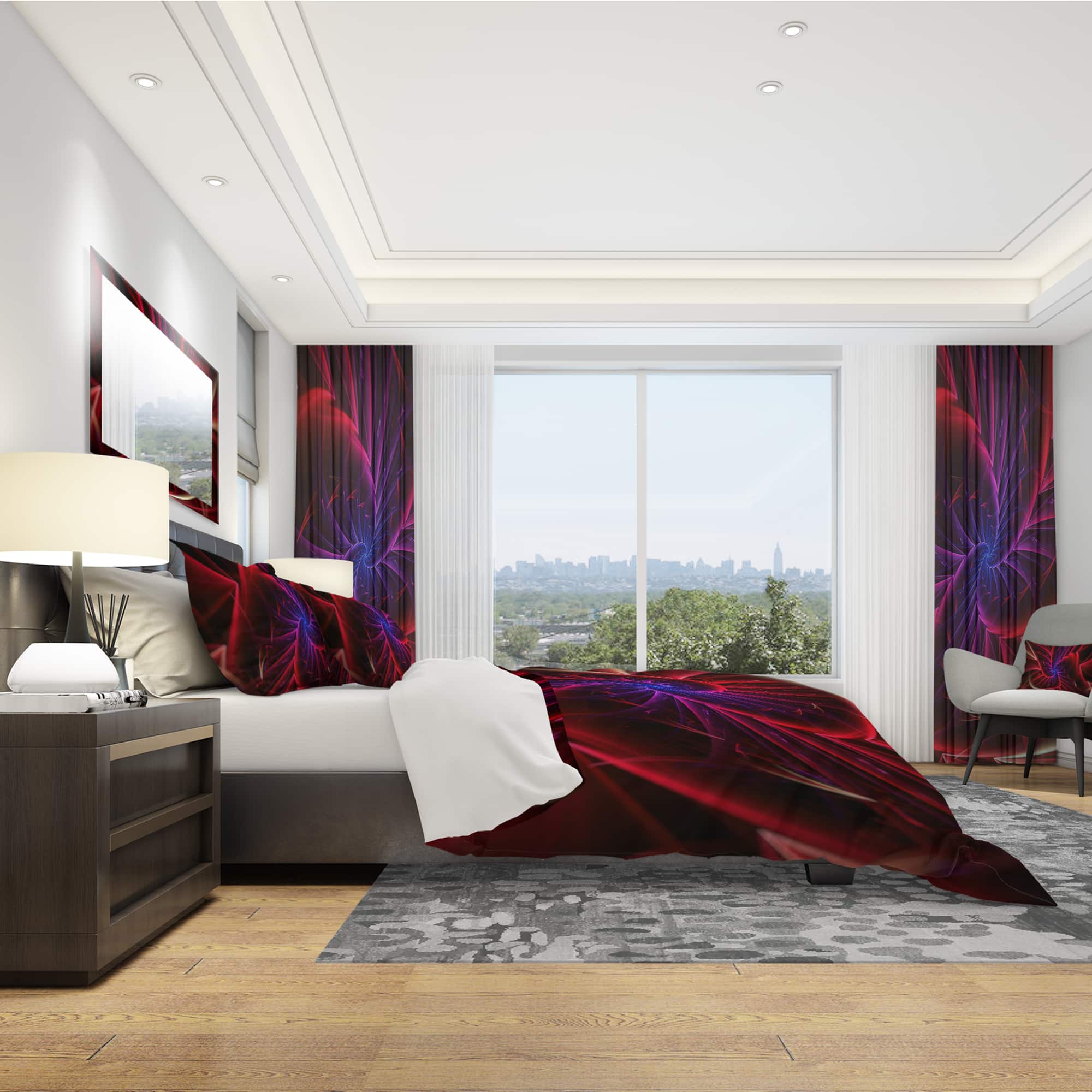 Designart 'Purple & Red Entanglement Abstract' Modern & Contemporary Bedding Set - Duvet Cover & Shams
