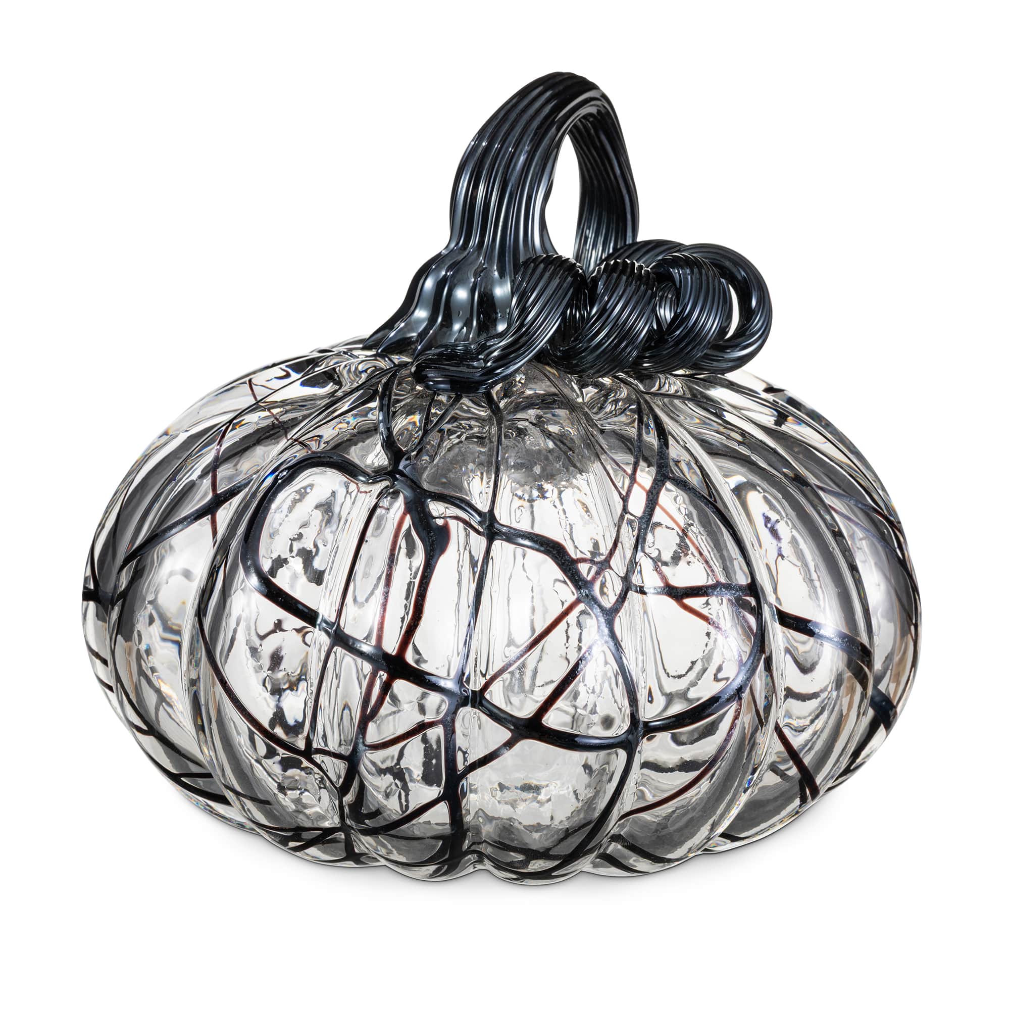 Glitzhome® 7.5" Halloween Abstract Black and White Glass Pumpkin