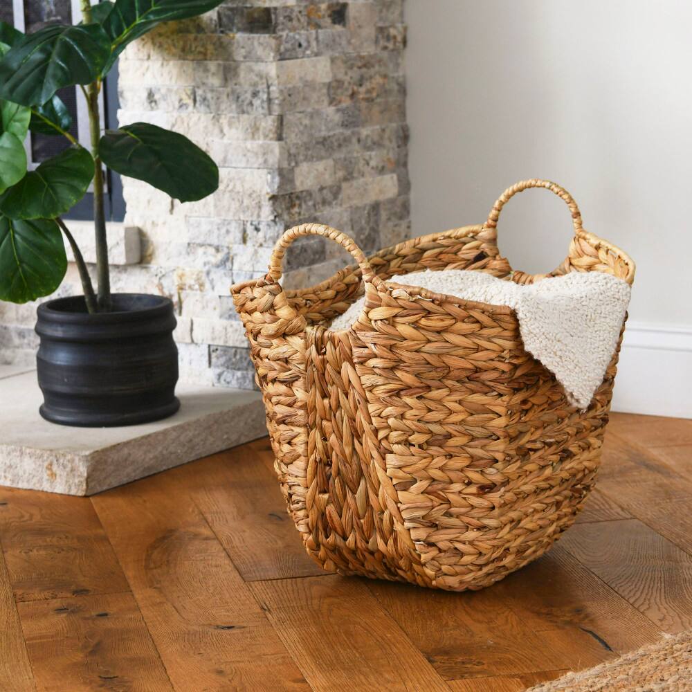 Household Essentials 17.5" Woven Natural Hyacinth Basket with Handles