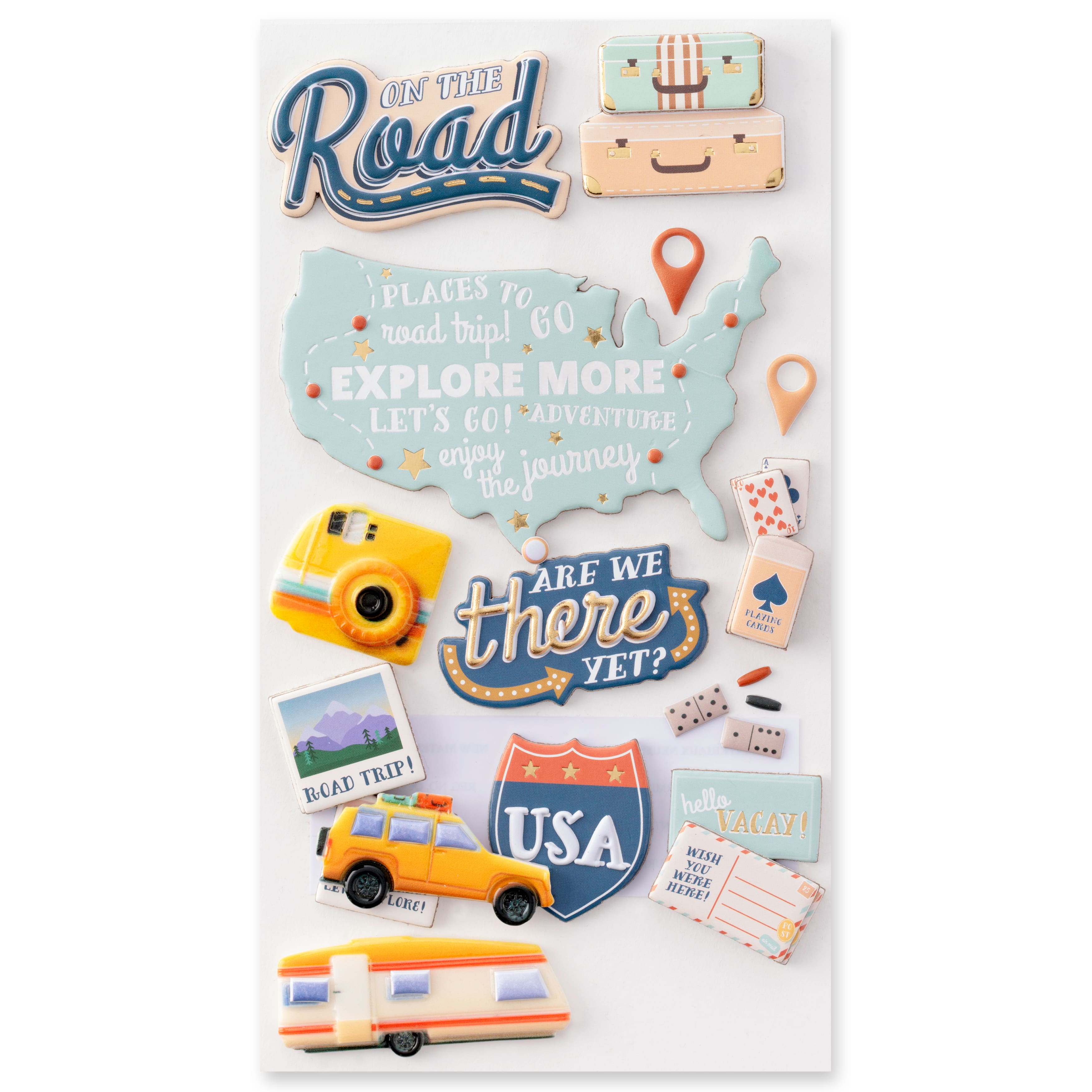 12 Pack: On the Road Dimensional Stickers by Recollections™