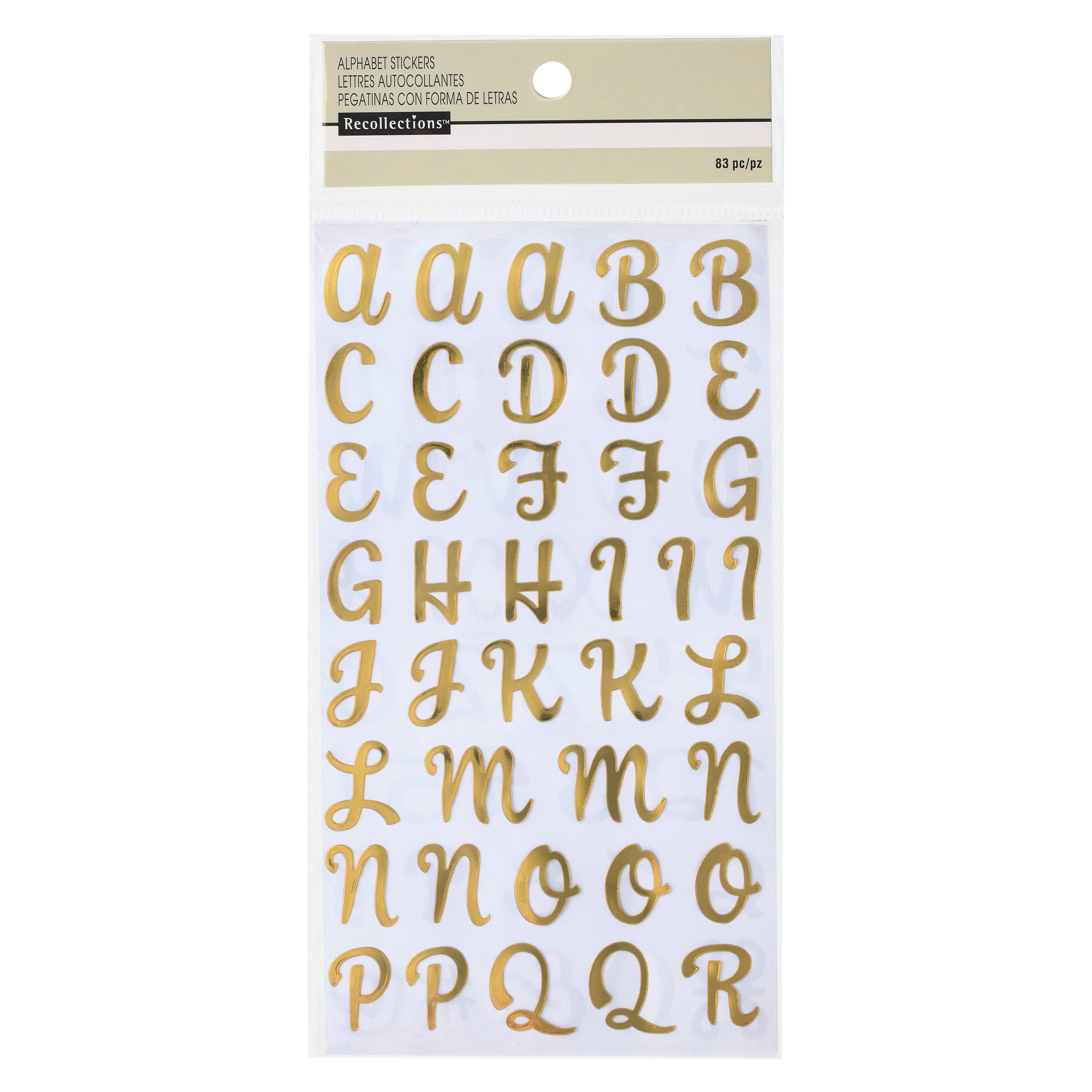Autocollants de lettres de l’alphabet métallisées dorées de Recollections
