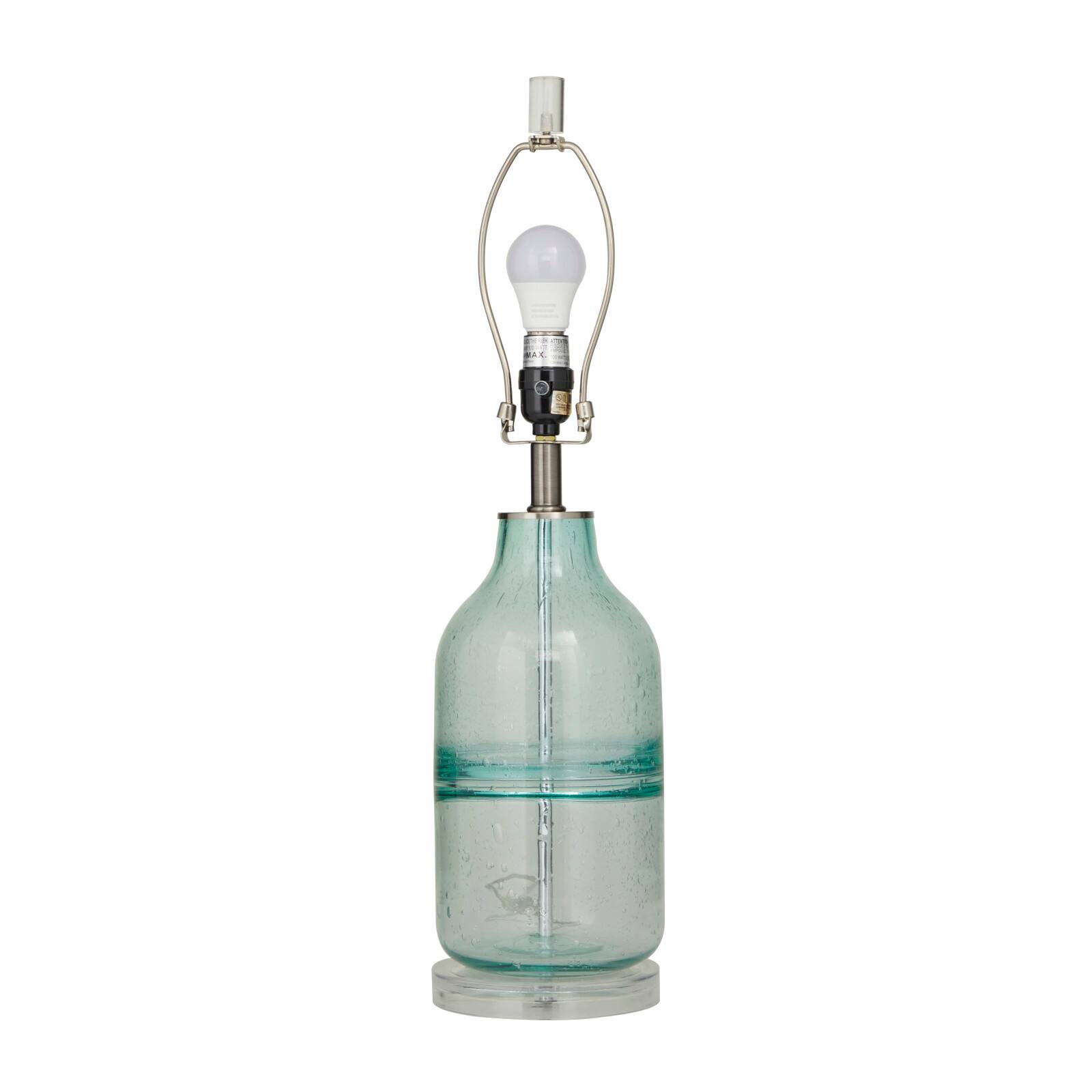 Teal Glass Table Lamp Set of 2 16", 25"