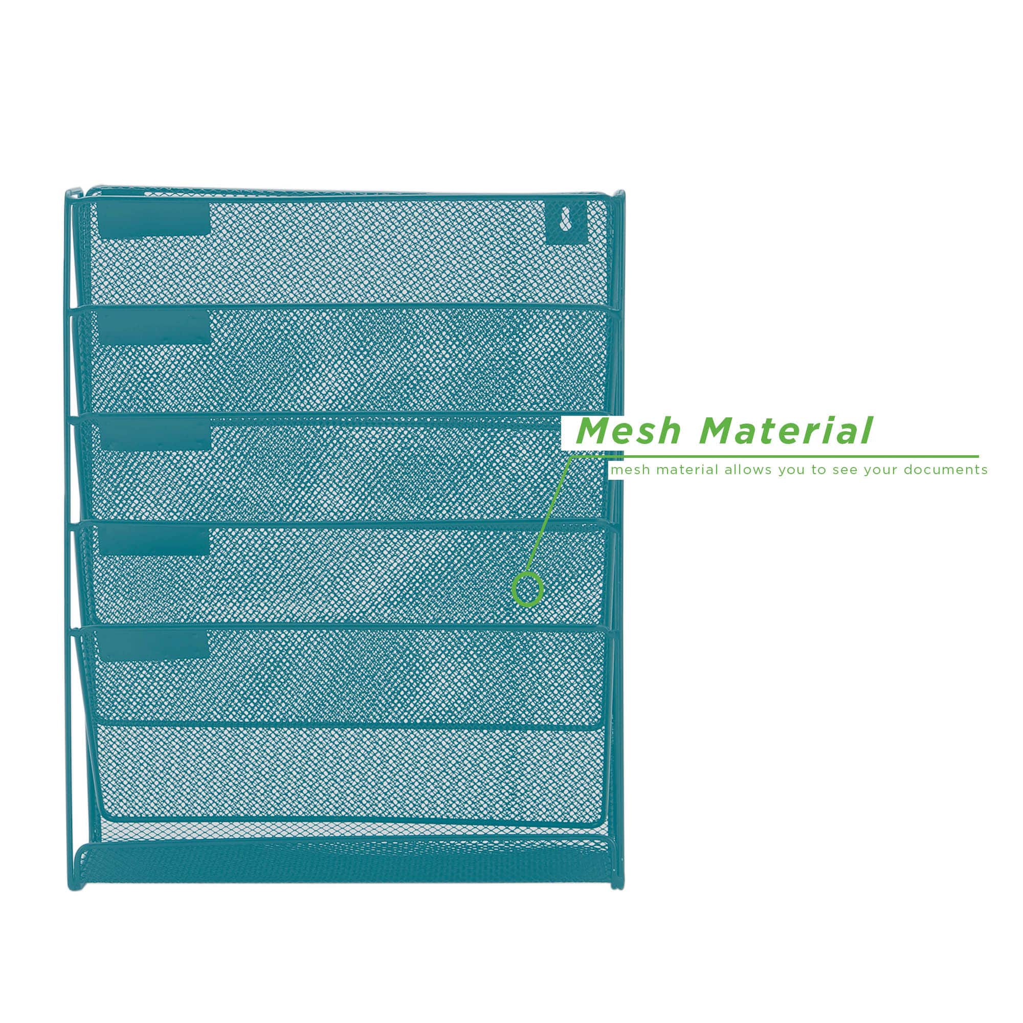 Mind Reader 6 Compartment Vertical Hanging Wall File & Chart Organizer