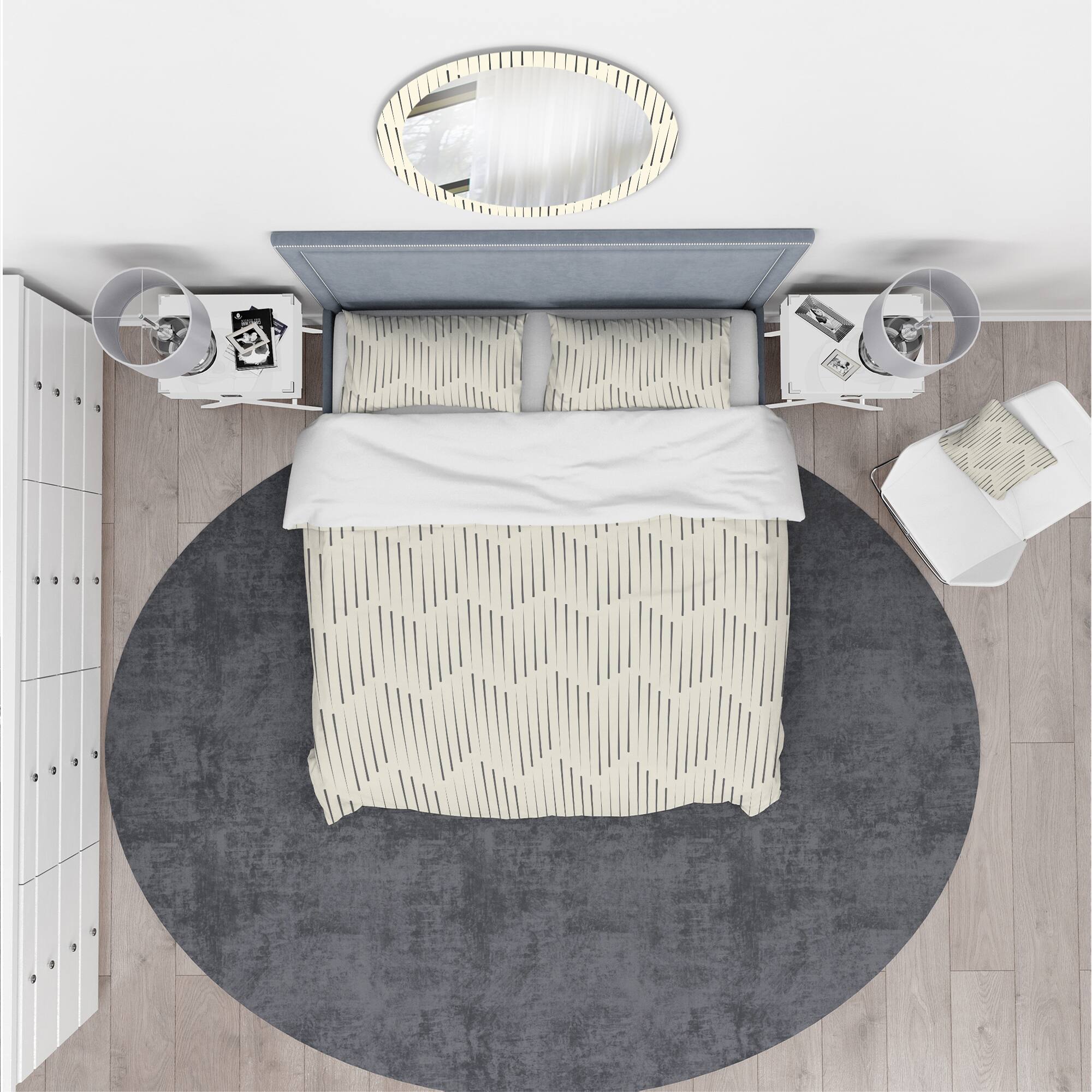 Designart 'Zigzag Background Minimal Striped Design' Scandinavian Bedding Set - Duvet Cover & Shams