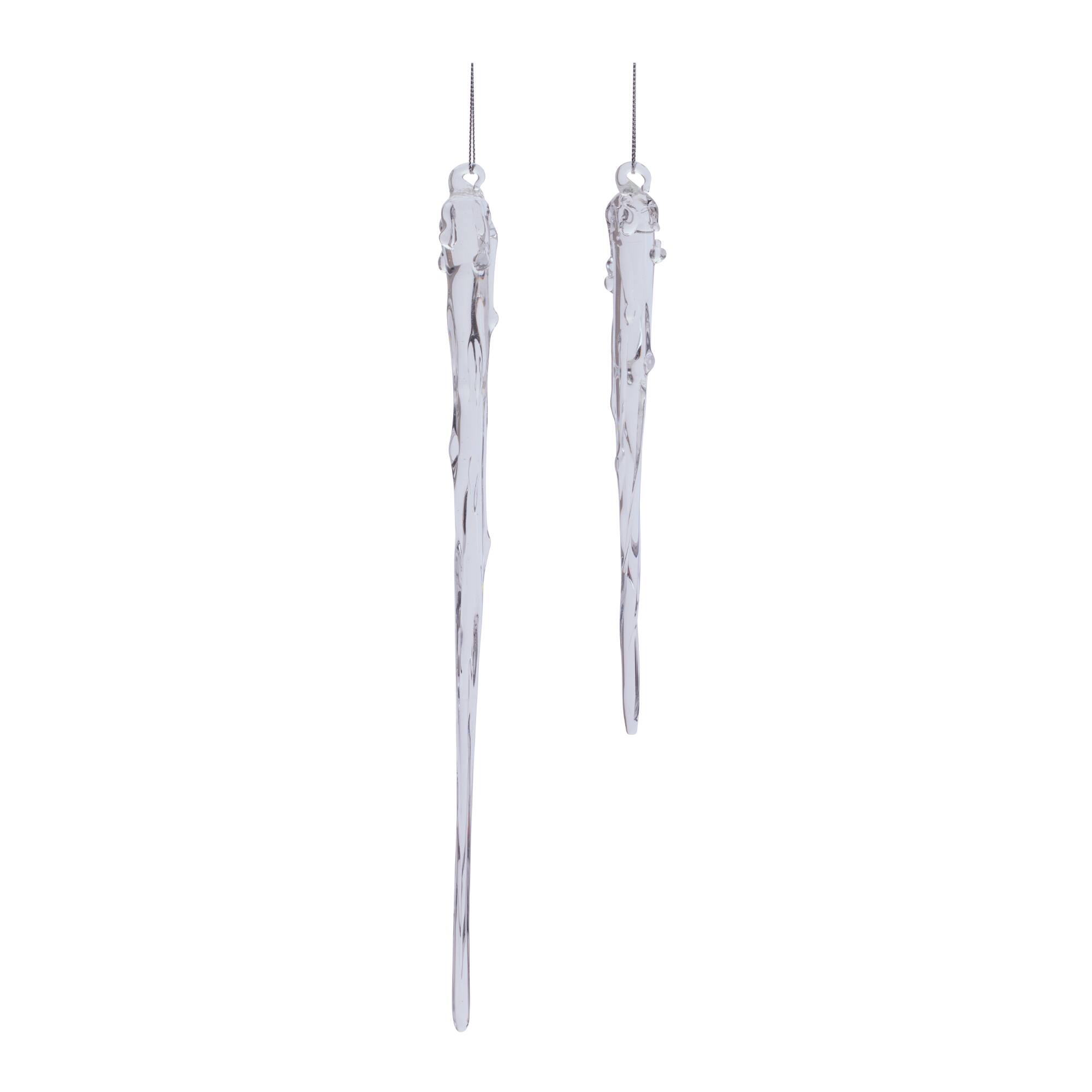 Melrose Dripping Icicle Glass Ornaments Set