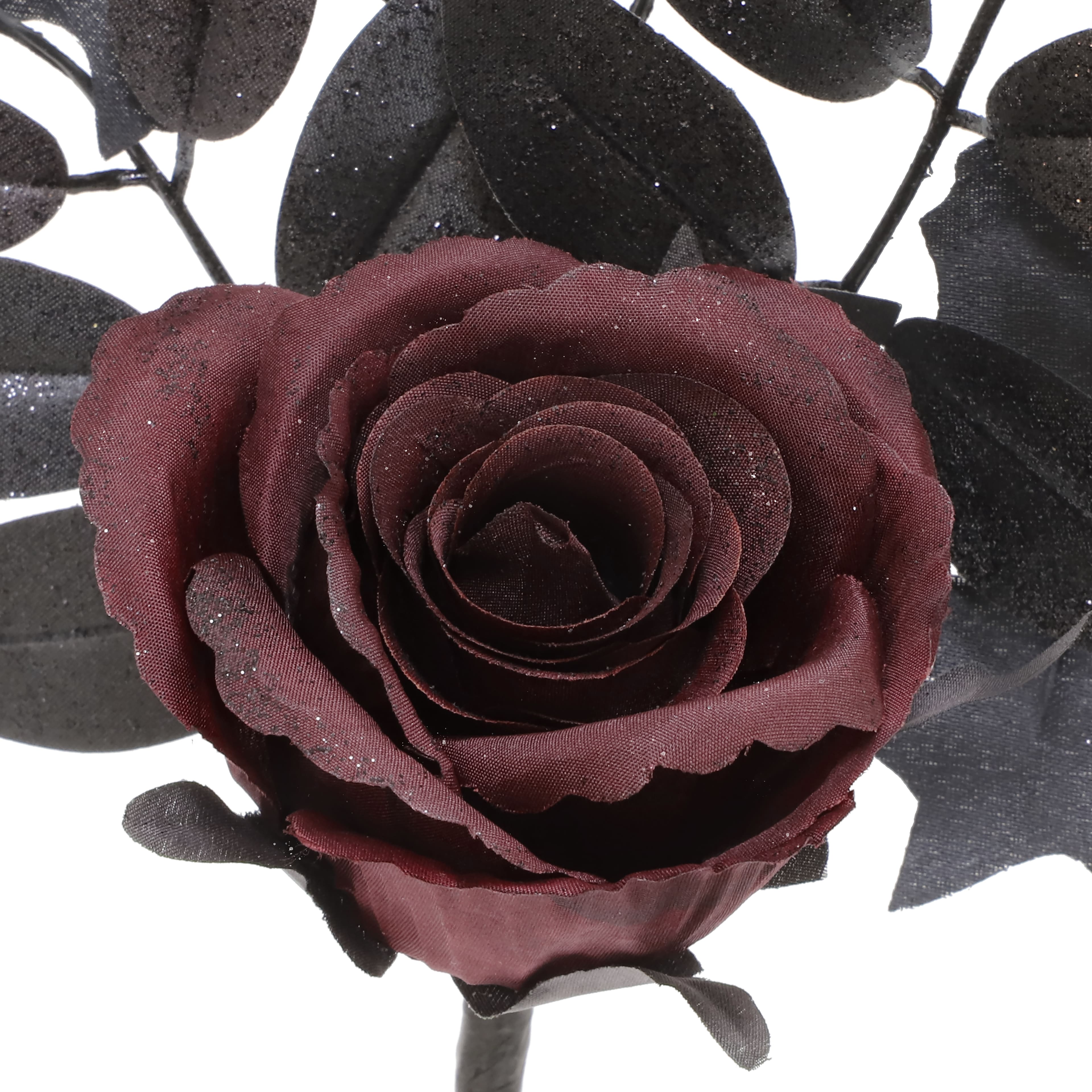 12" Red & Black Rose & Foliage Pick by Ashland®