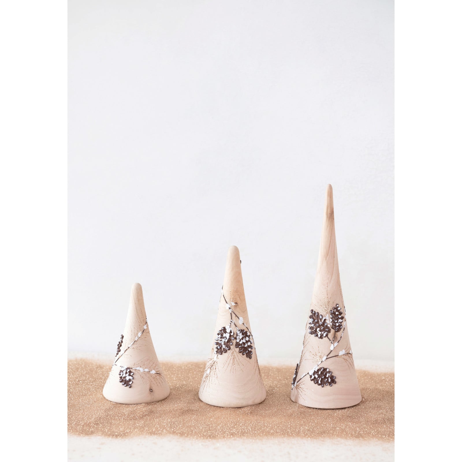 Hello Honey® Hand-Painted Eucalyptus Wood Tree with Pinecone