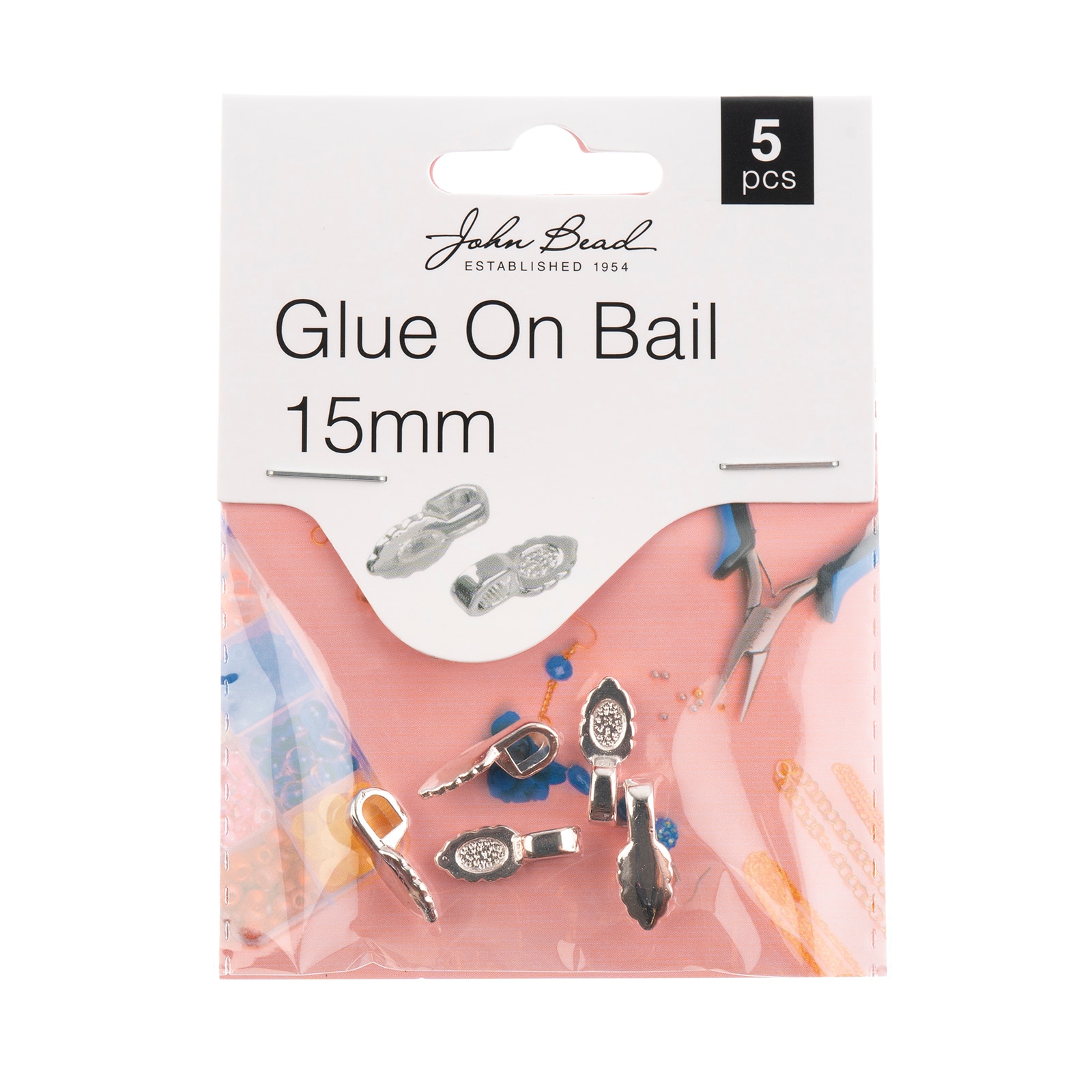 John Bead Must Have Findings 15mm Glue-On Bails, 5ct.