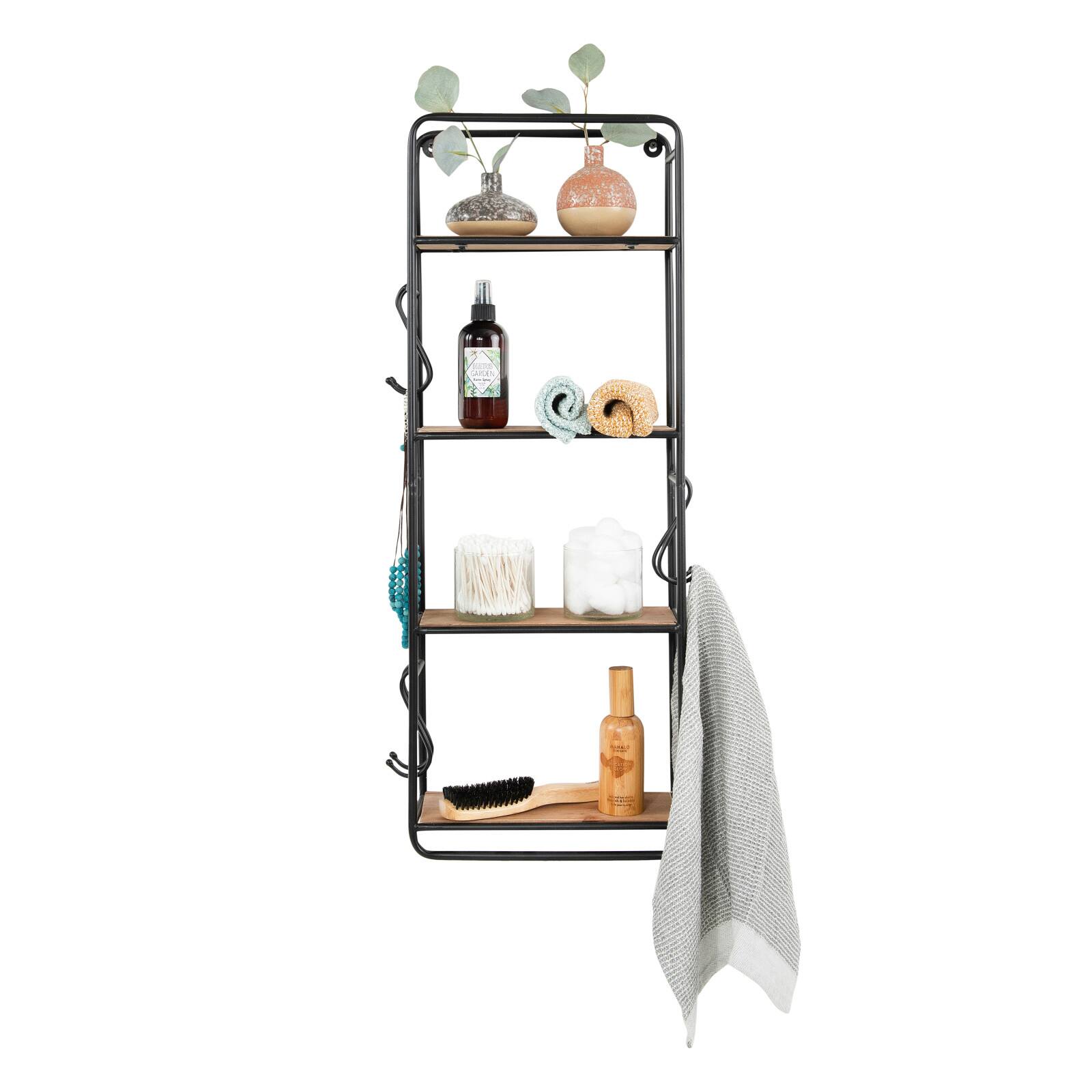 Hello Honey® 32" Metal & Wood Shelf With Hooks
