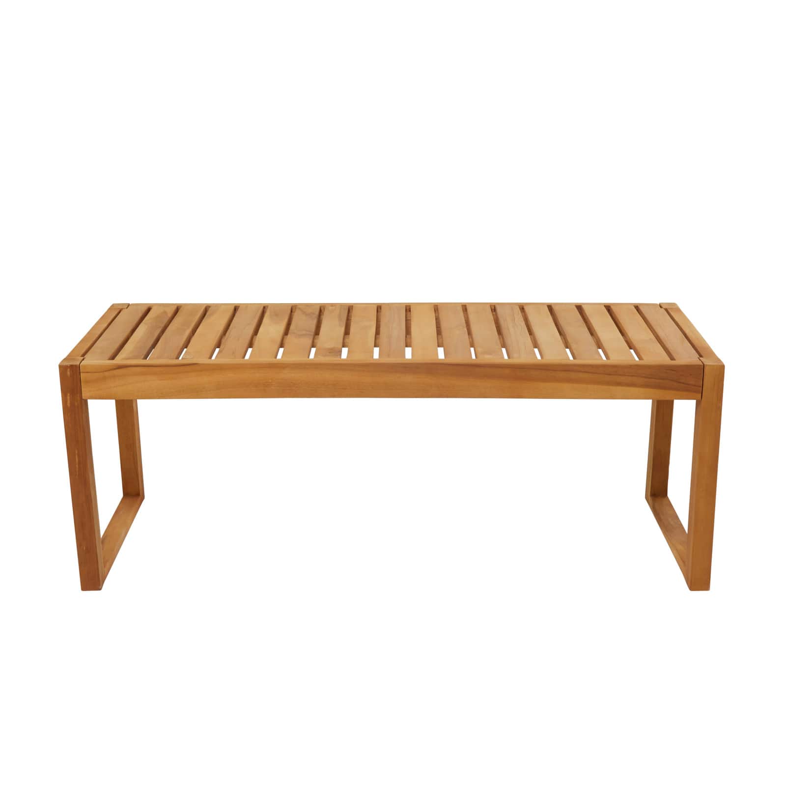 47" Brown Teak Wood Slatted Outdoor Accent Table