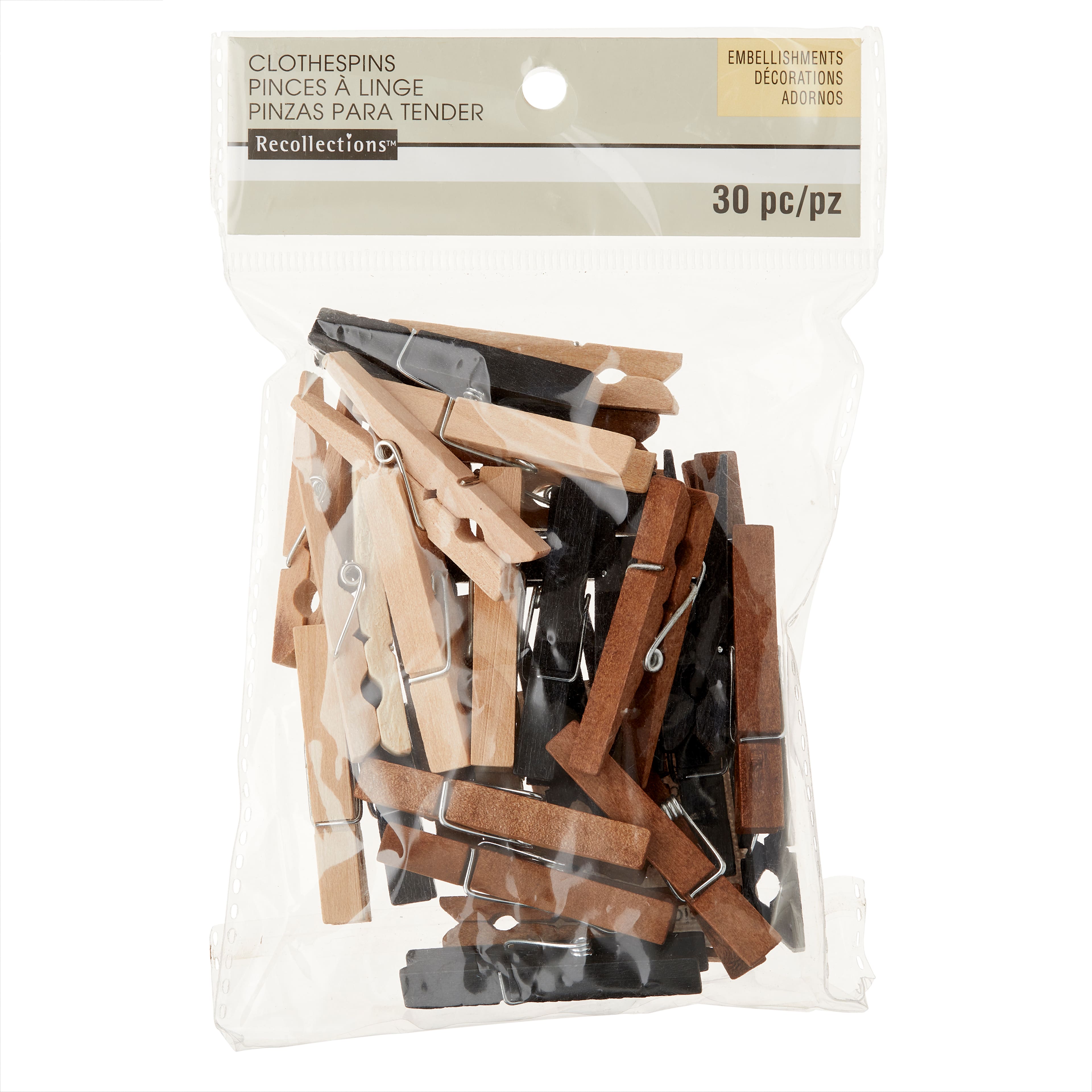 12 Packs: 30 ct. (360 total) 2" Natural Mix Clothespin Embellishments by Recollections™