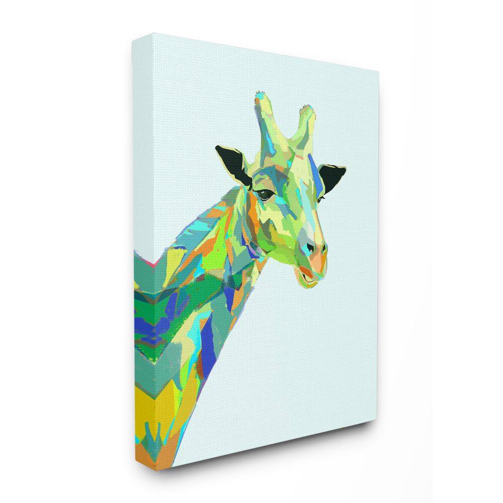 Stupell Industries Giraffe Abstract Shapes Blue Green Animal Design Canvas Wall Art