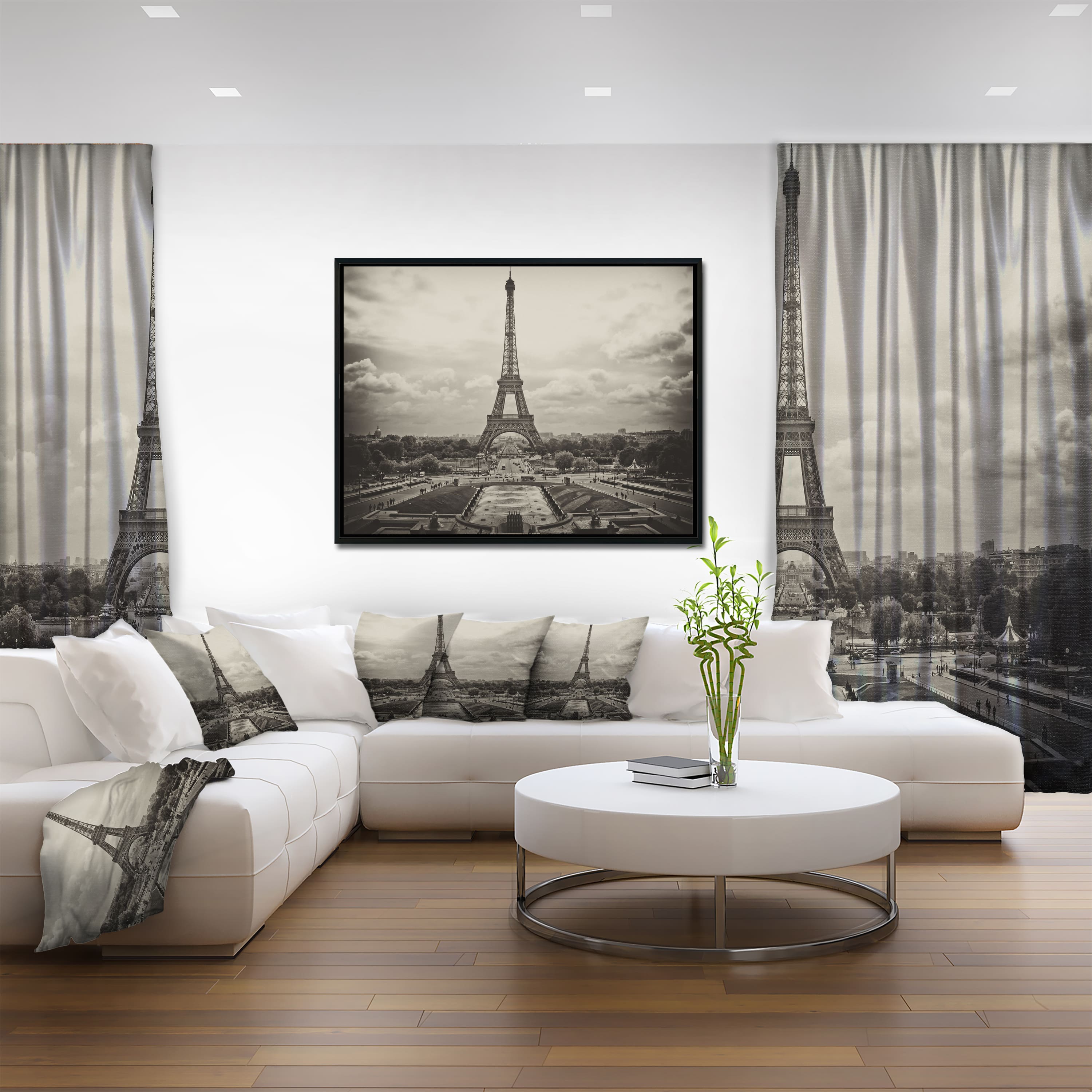 Designart - Vintage View of Paris France - Cityscape Photo Canvas Print in Black Frame