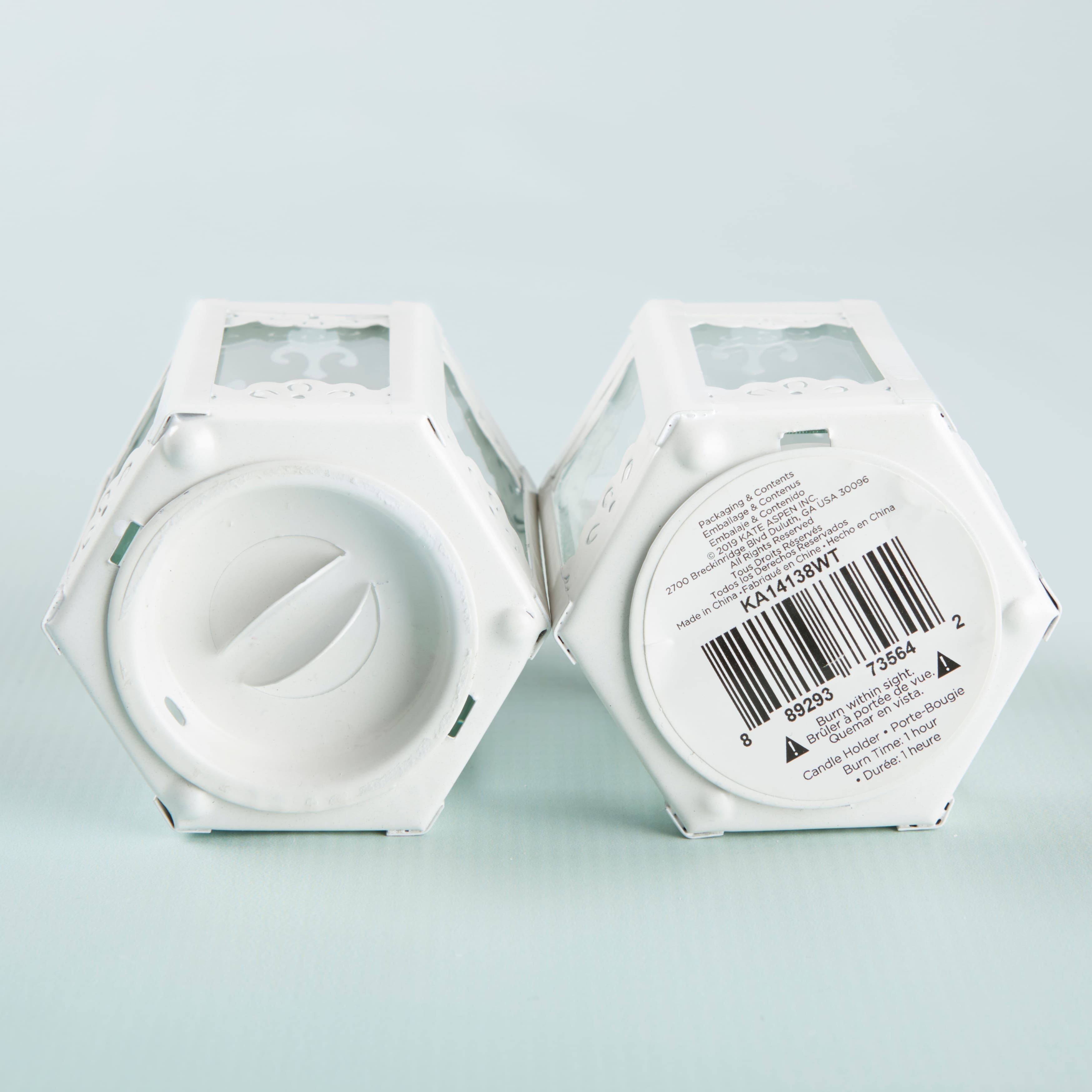 Kate Aspen® White Hexagon Mini Metal Lantern, 6ct.