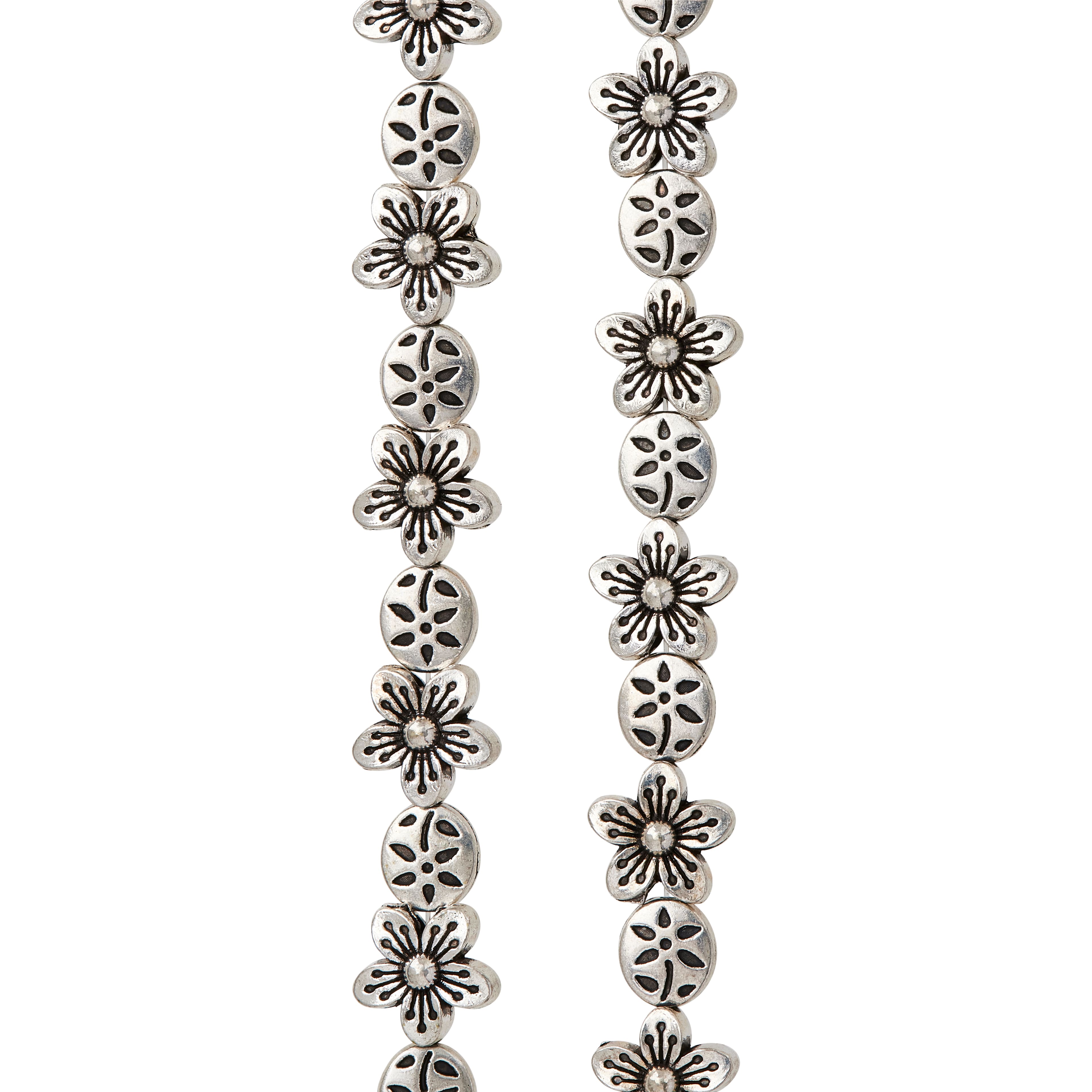 12 Pack: Silver Flower Beads by Bead Landing™