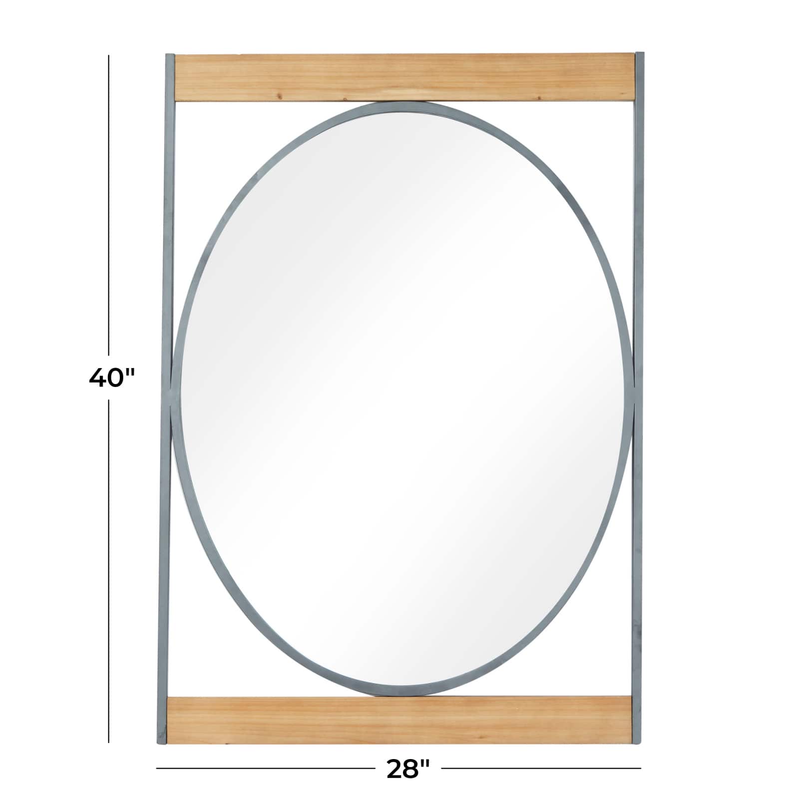 Brown Iron Industrial Wall Mirror, 40" x 28" x 2"