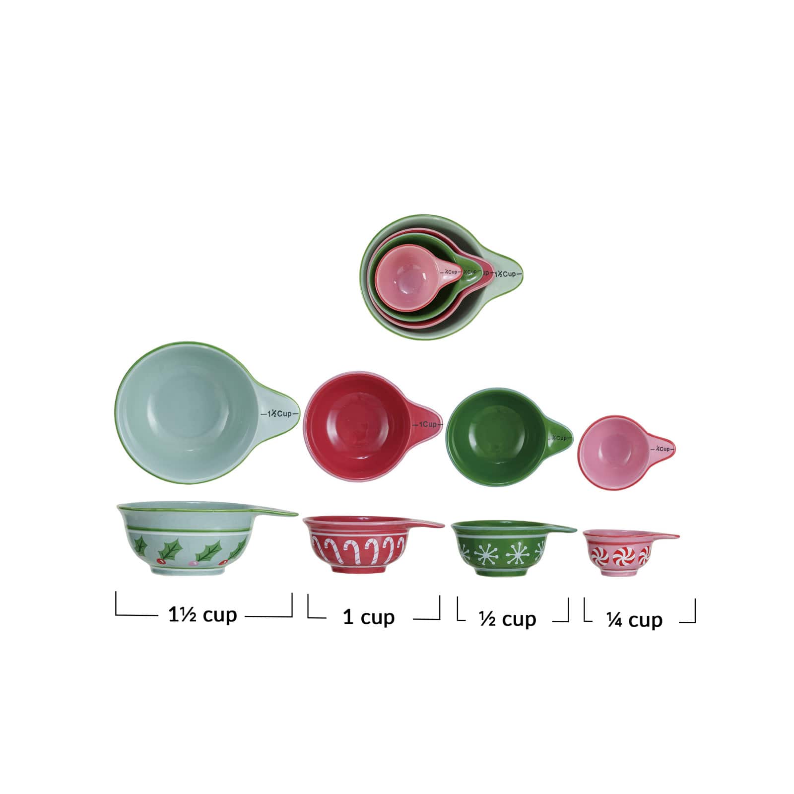 Hello Honey® Holiday Pattern Stoneware Measuring Cup Set