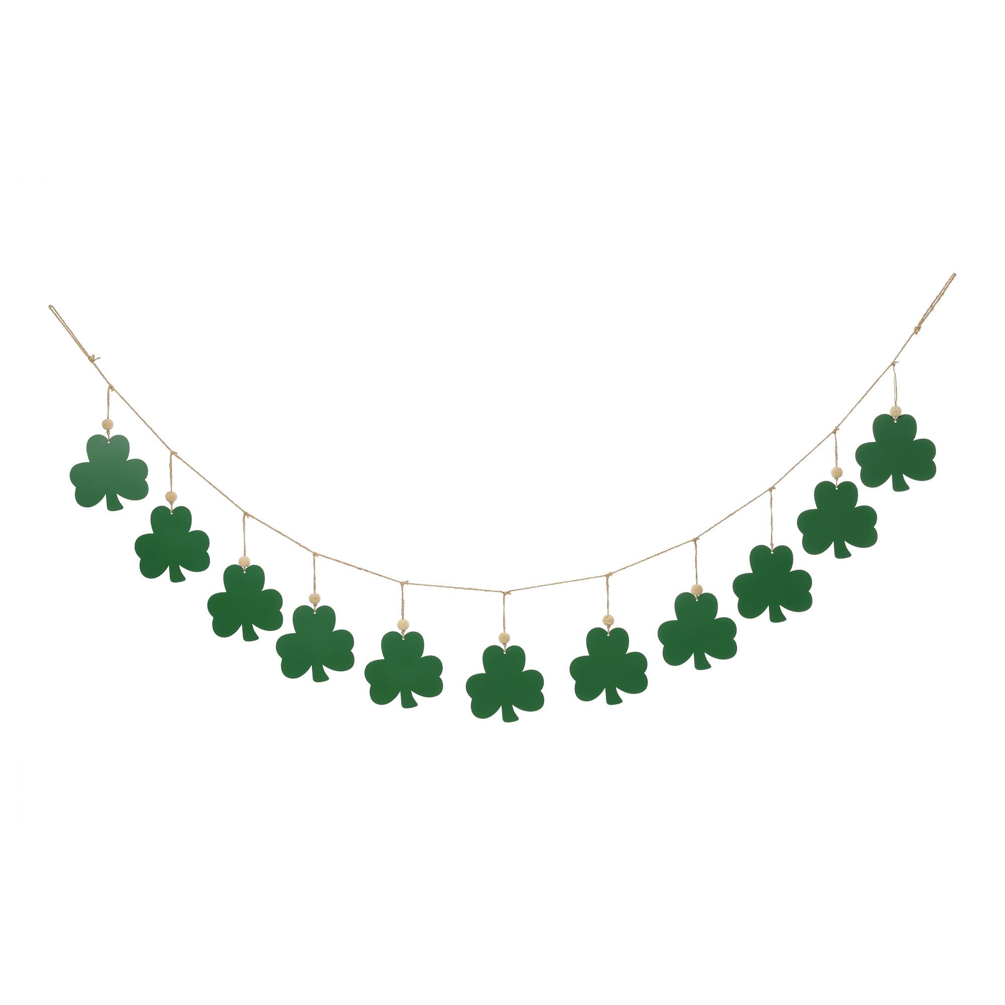 Glitzhome® St. Patrick's Metal Shamrocks Garland