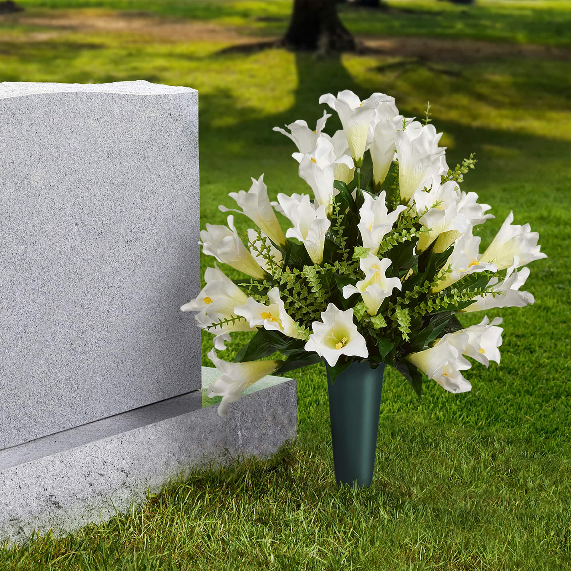 12 Pack: FloraCraft® Eternity™ Green Plastic Cemetery Vase with FloraFōM® Insert