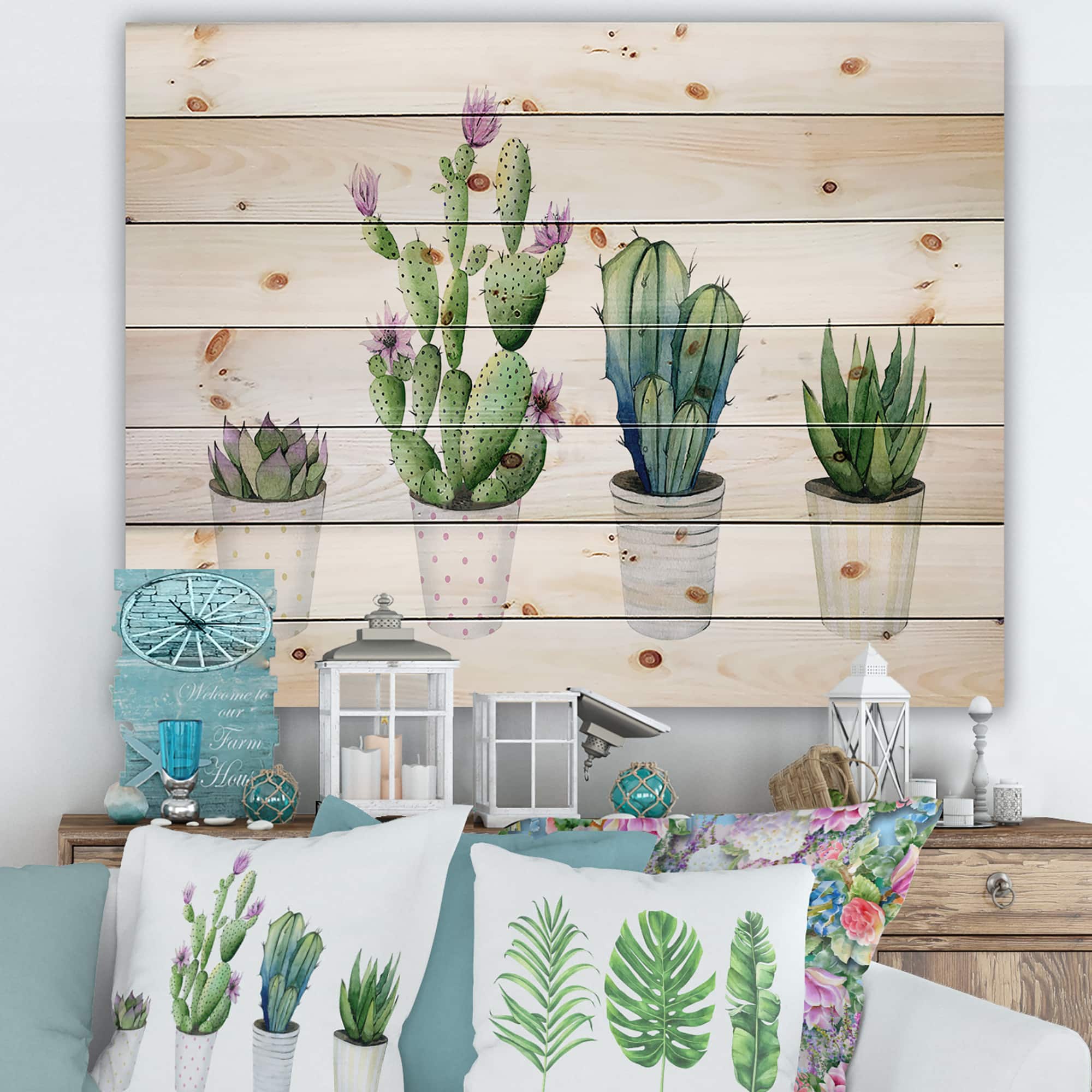 Designart - Cactus Succulent Aloe Vera Home Plants In The Pots
