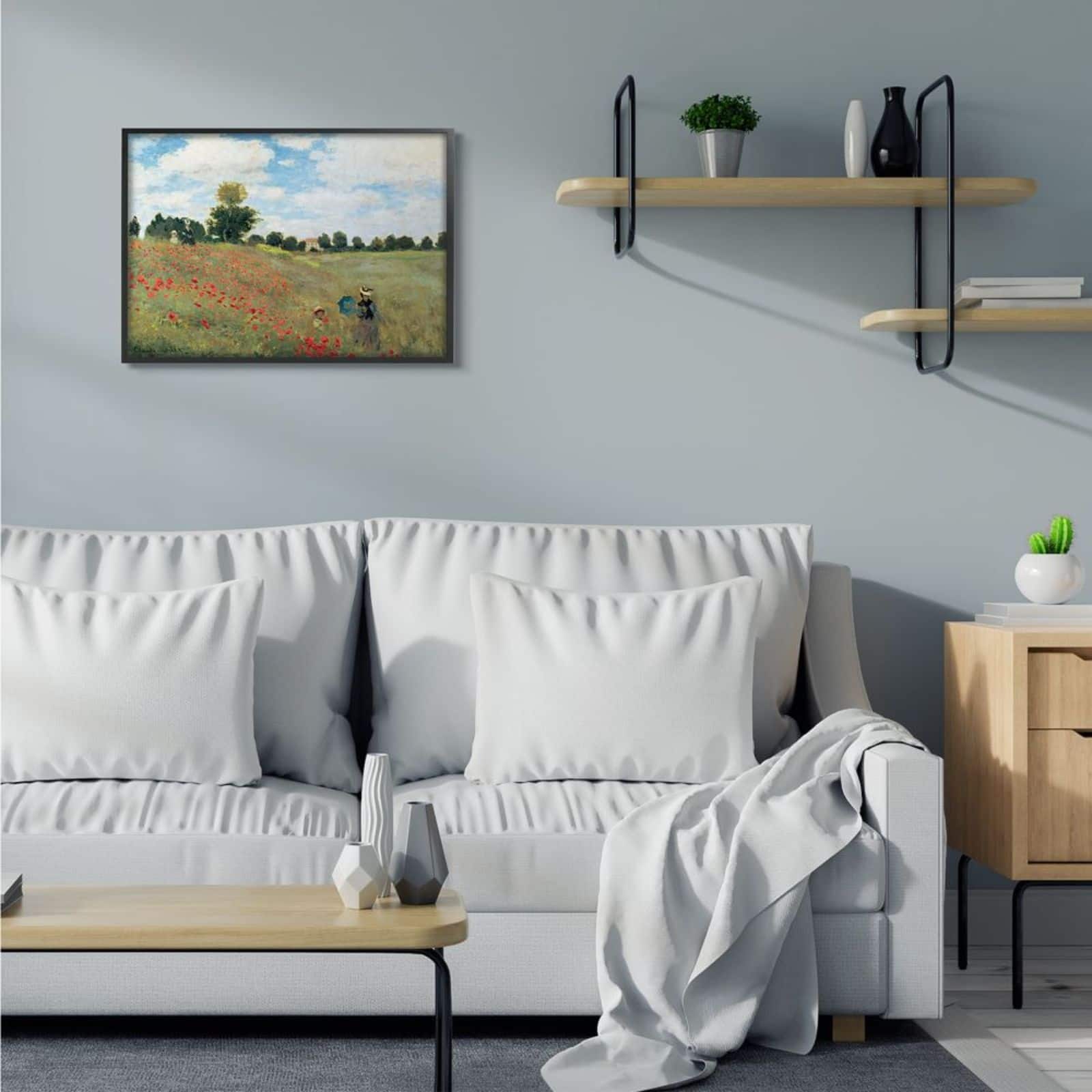 Stupell Industries The Poppy Field by Monet Classic Painting in Frame