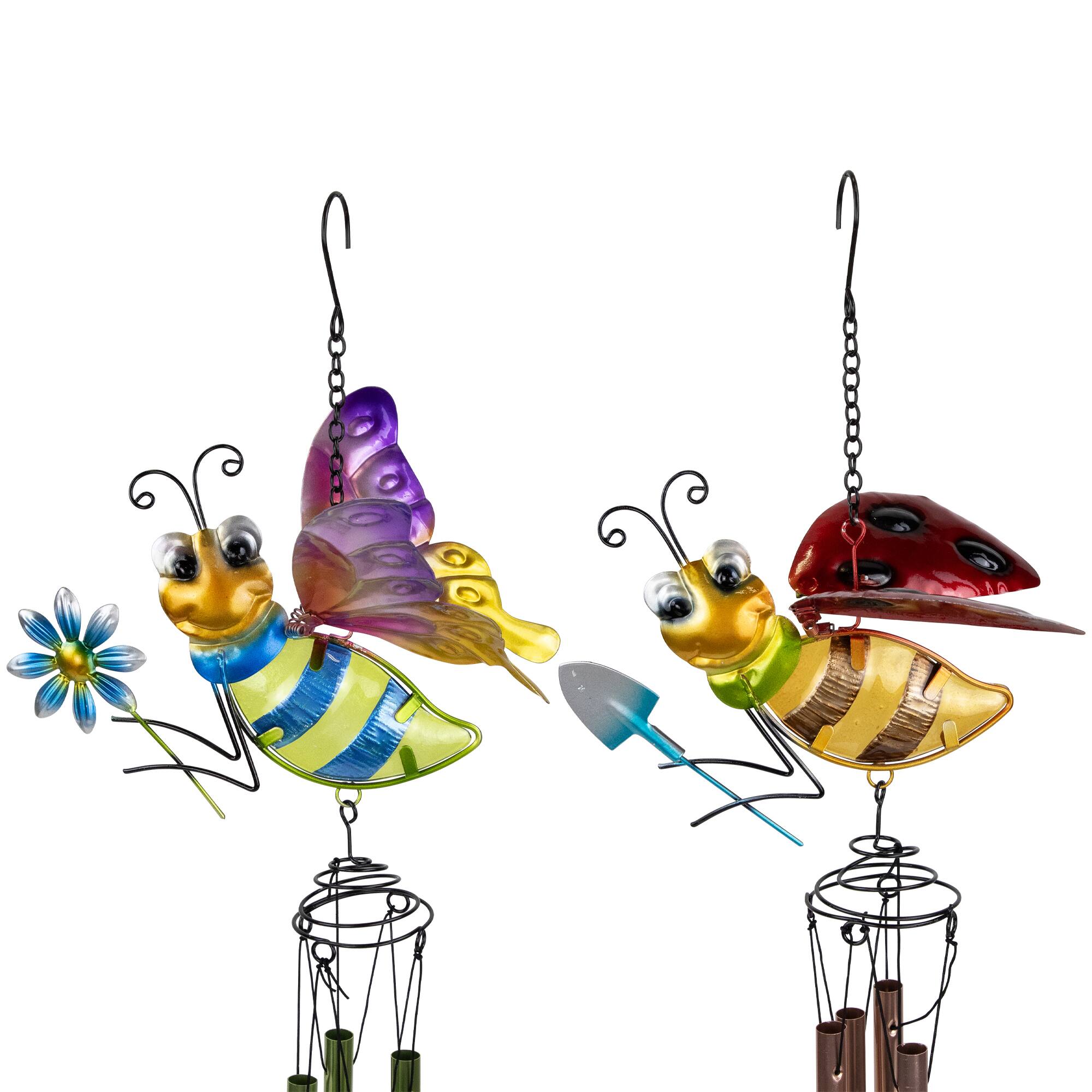 2.5ft. Pink & Green Bees Outdoor Garden Windchimes, 2ct.
