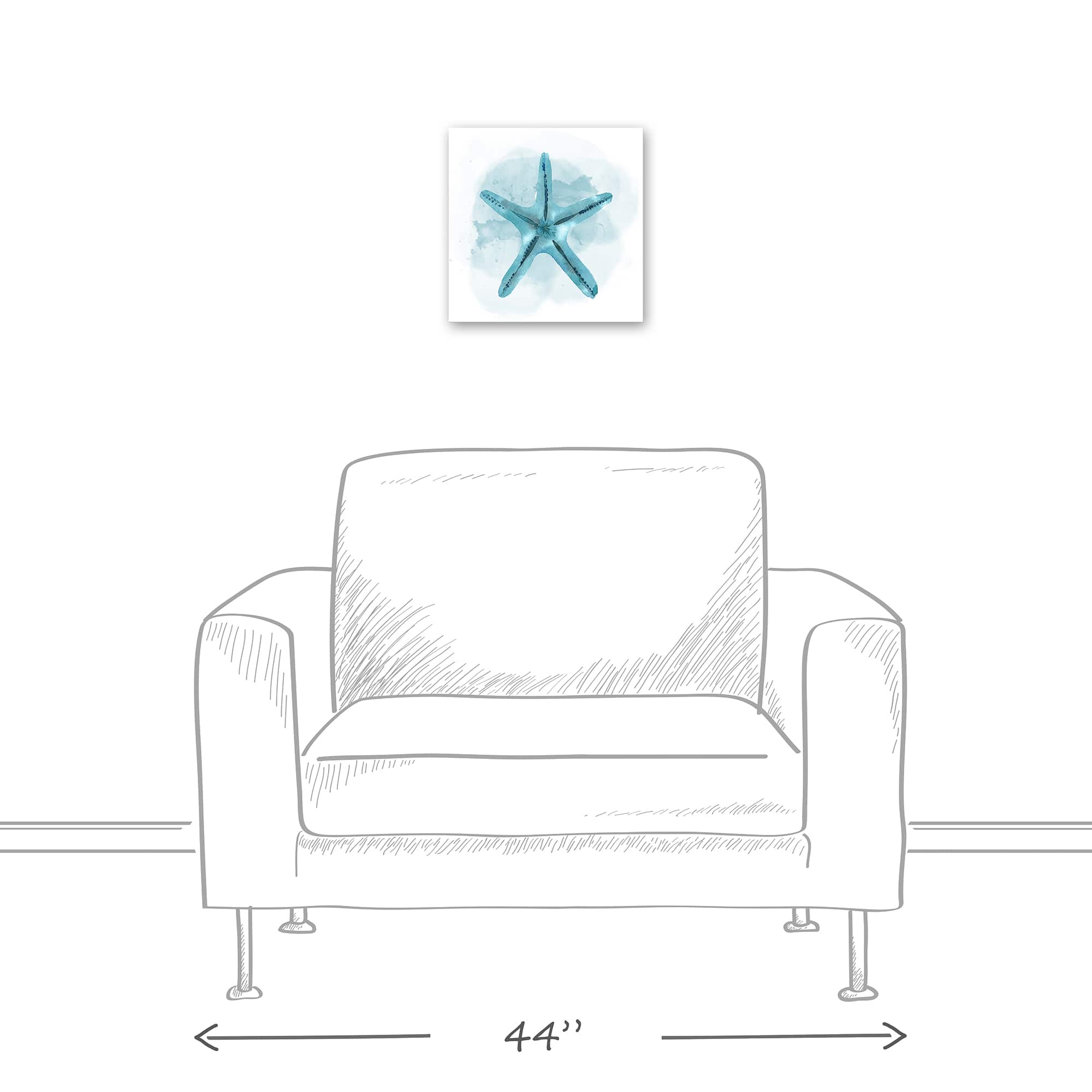 Blue Starfish 12" x 12" Canvas Wall Art