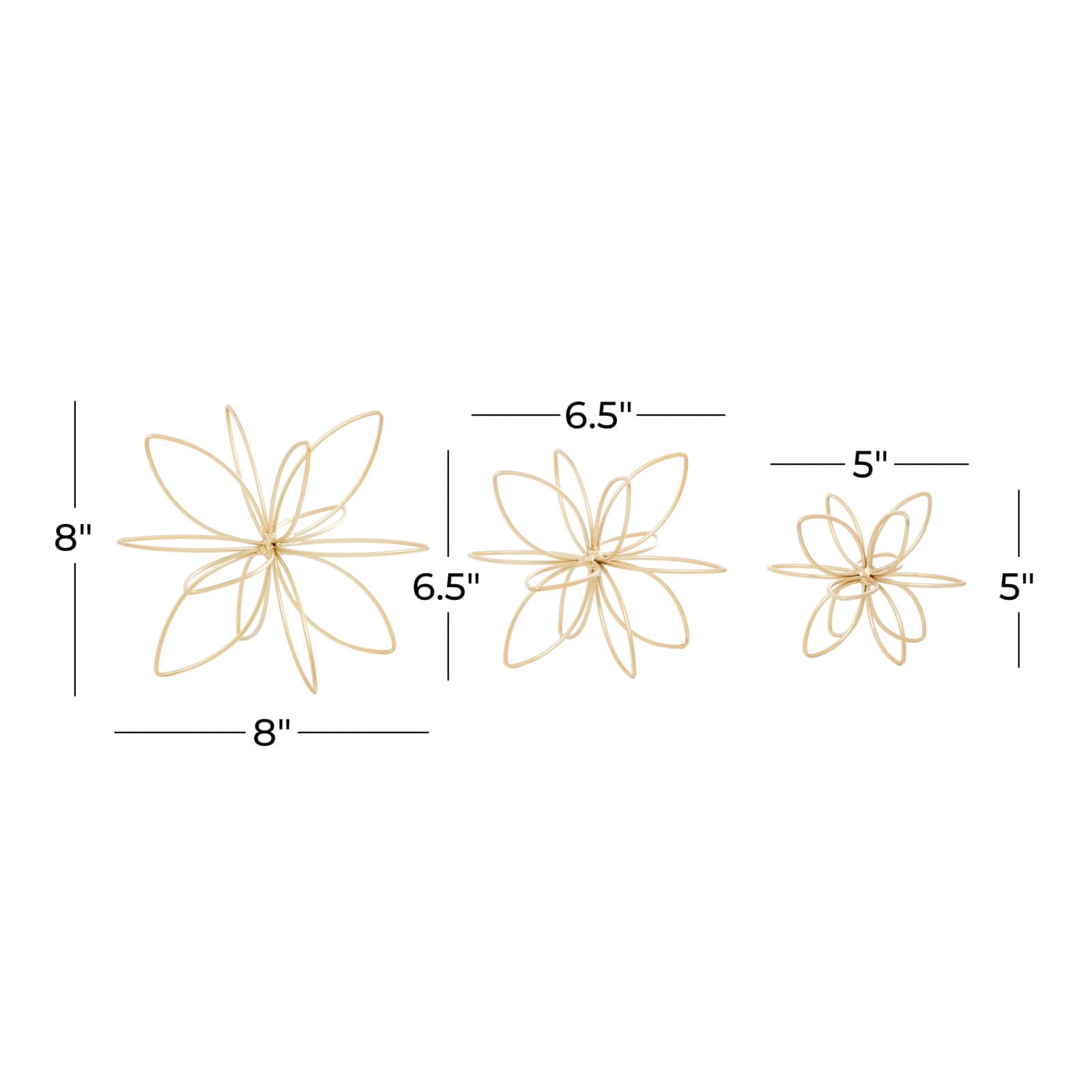 CosmoLiving by Cosmopolitan Gold Metal Abstract Flower Sculpture Set