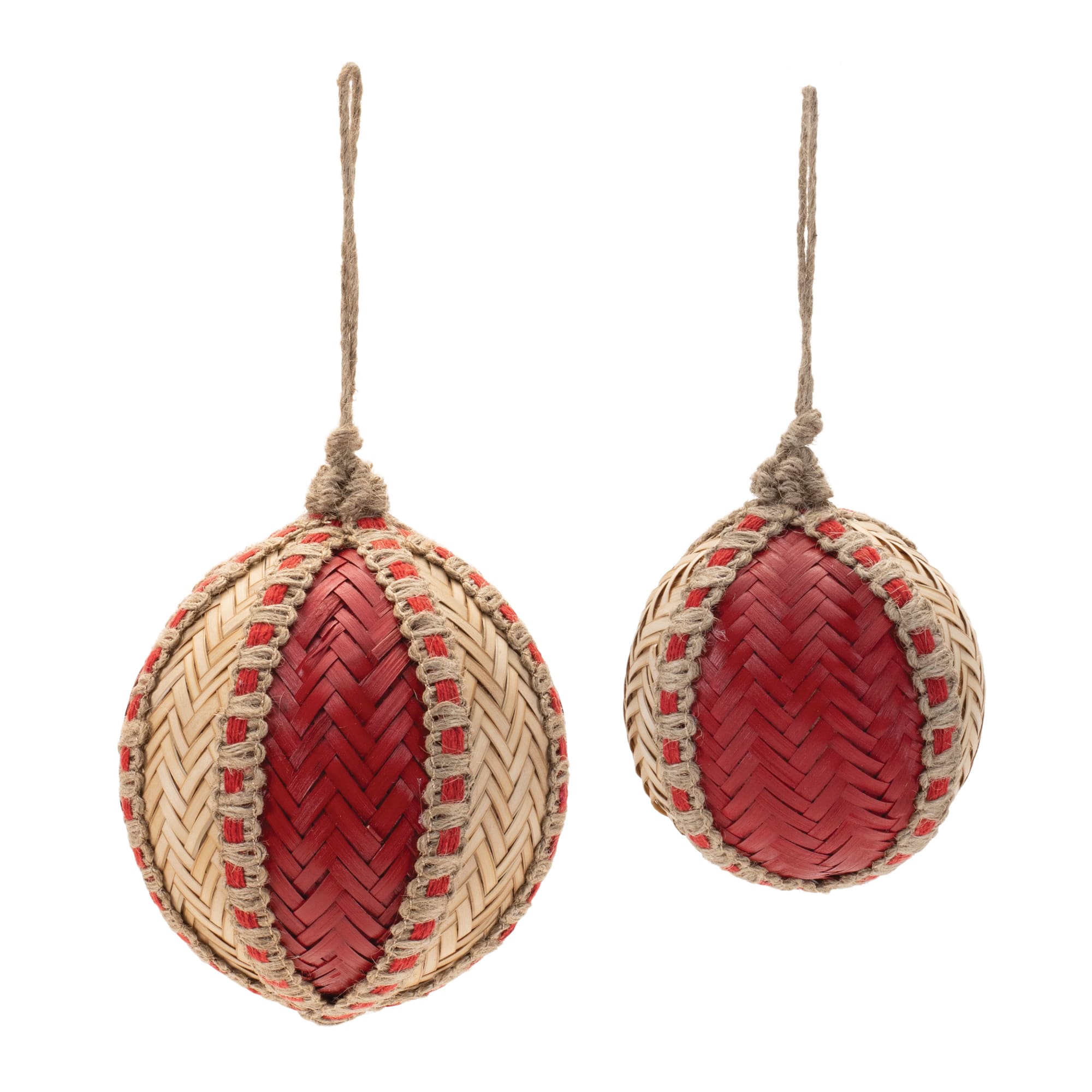 Woven Bamboo Ball Christmas Ornaments, 4ct.