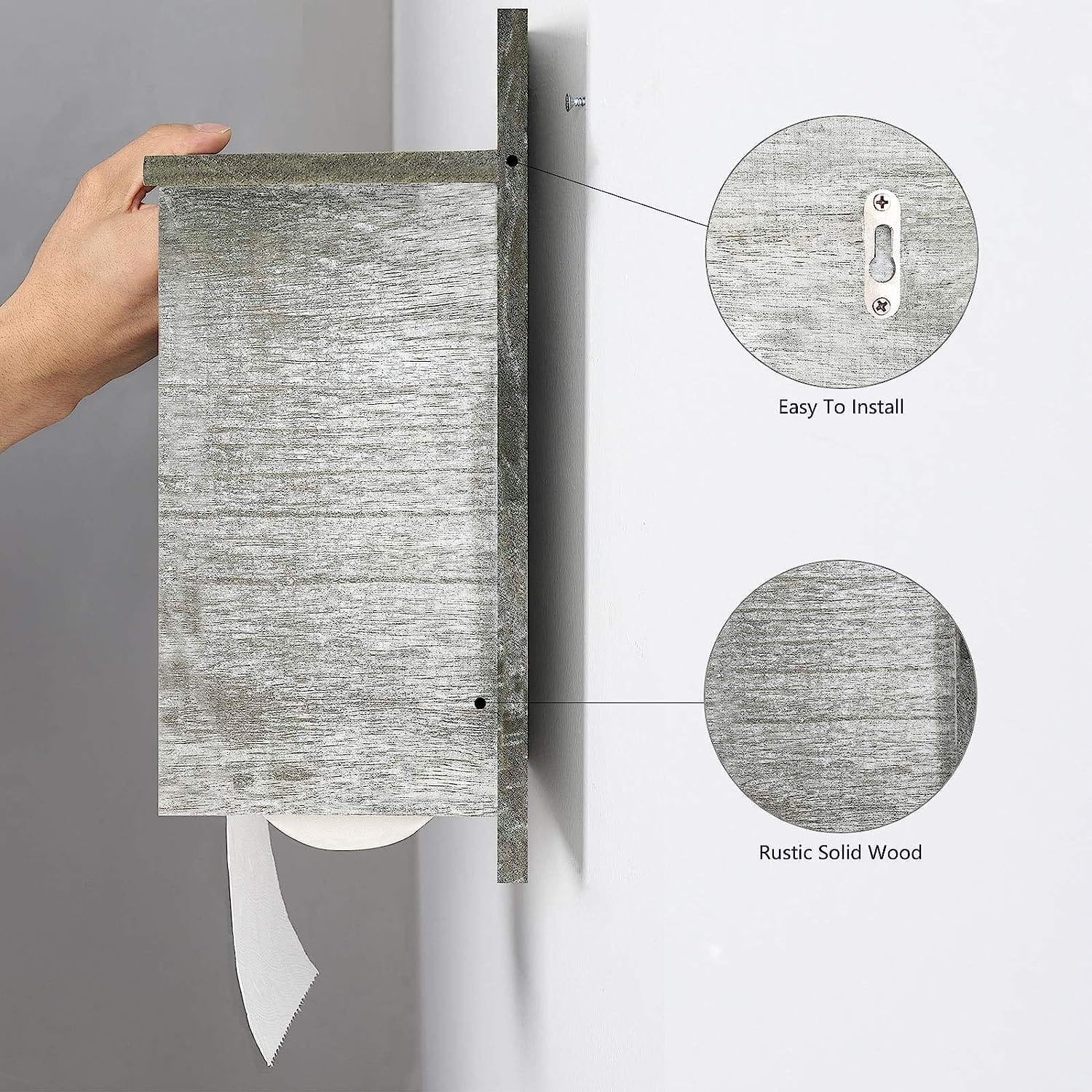 Olive Green Wood Toilet Paper Holder with Storage Shelf