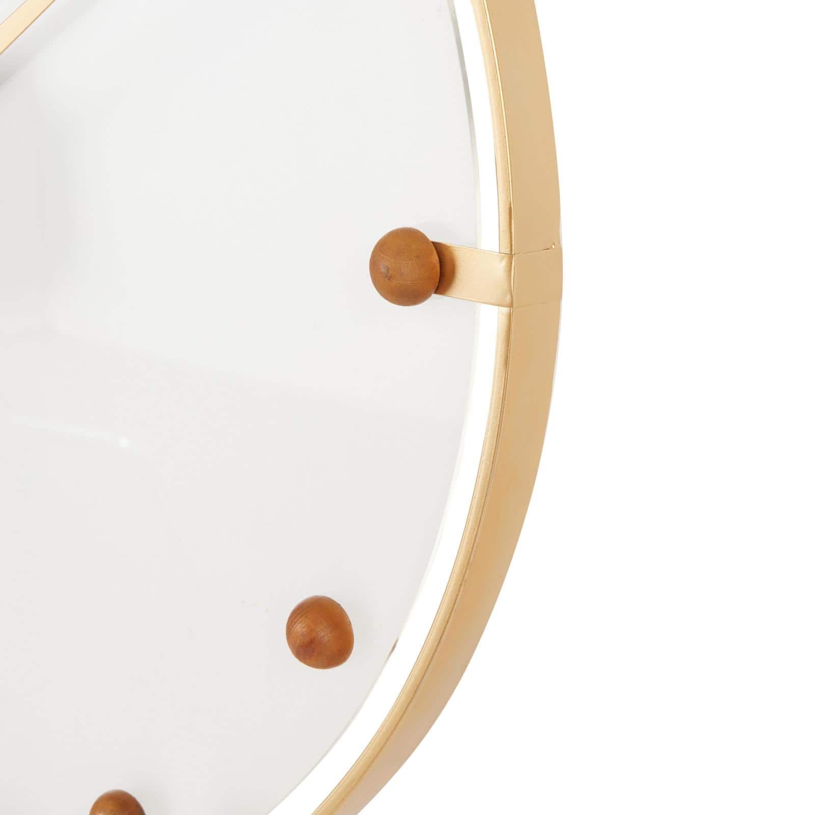 27.5" Gold Metal Decorative Wall Clock with Acrylic Face & Ball Accents