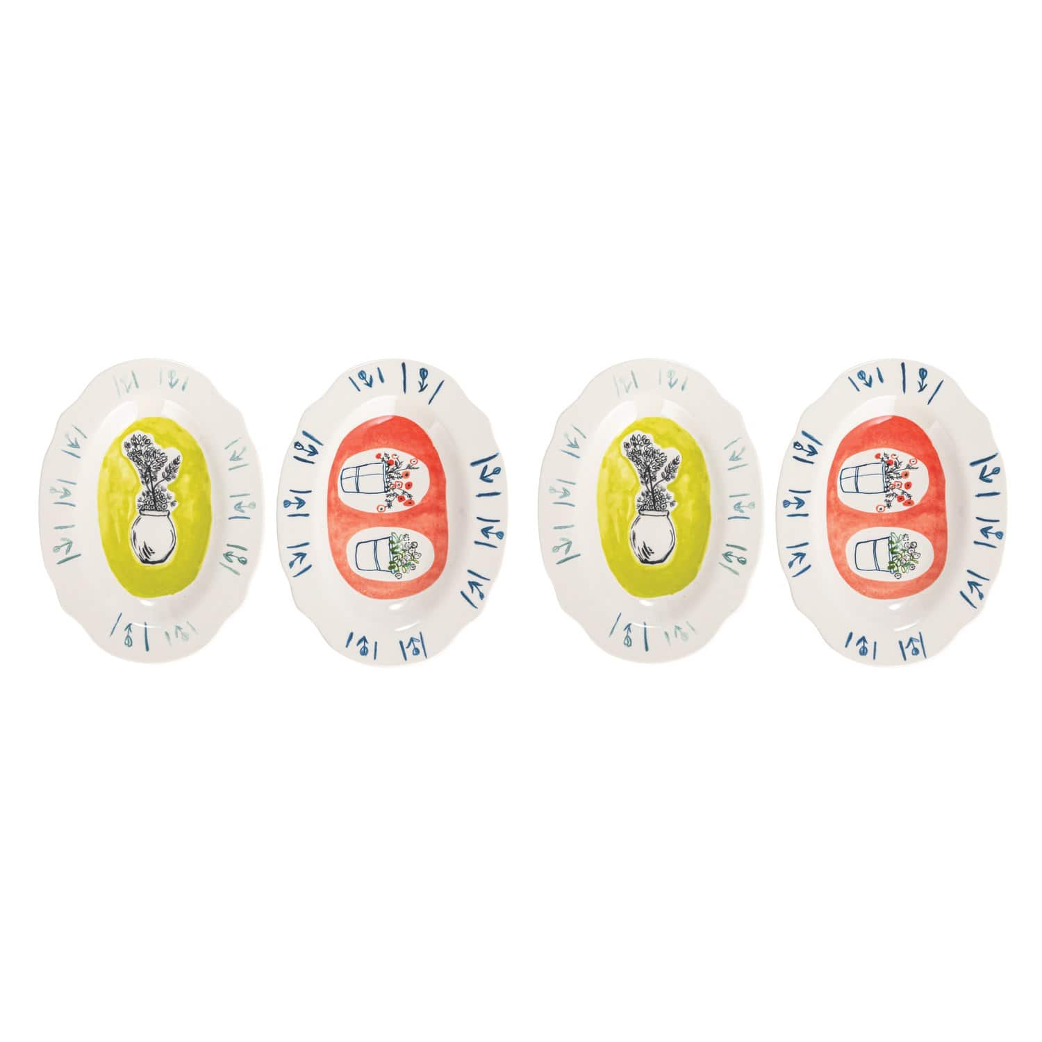 Hello Honey® 8" Flower Styles Stoneware Platter Set