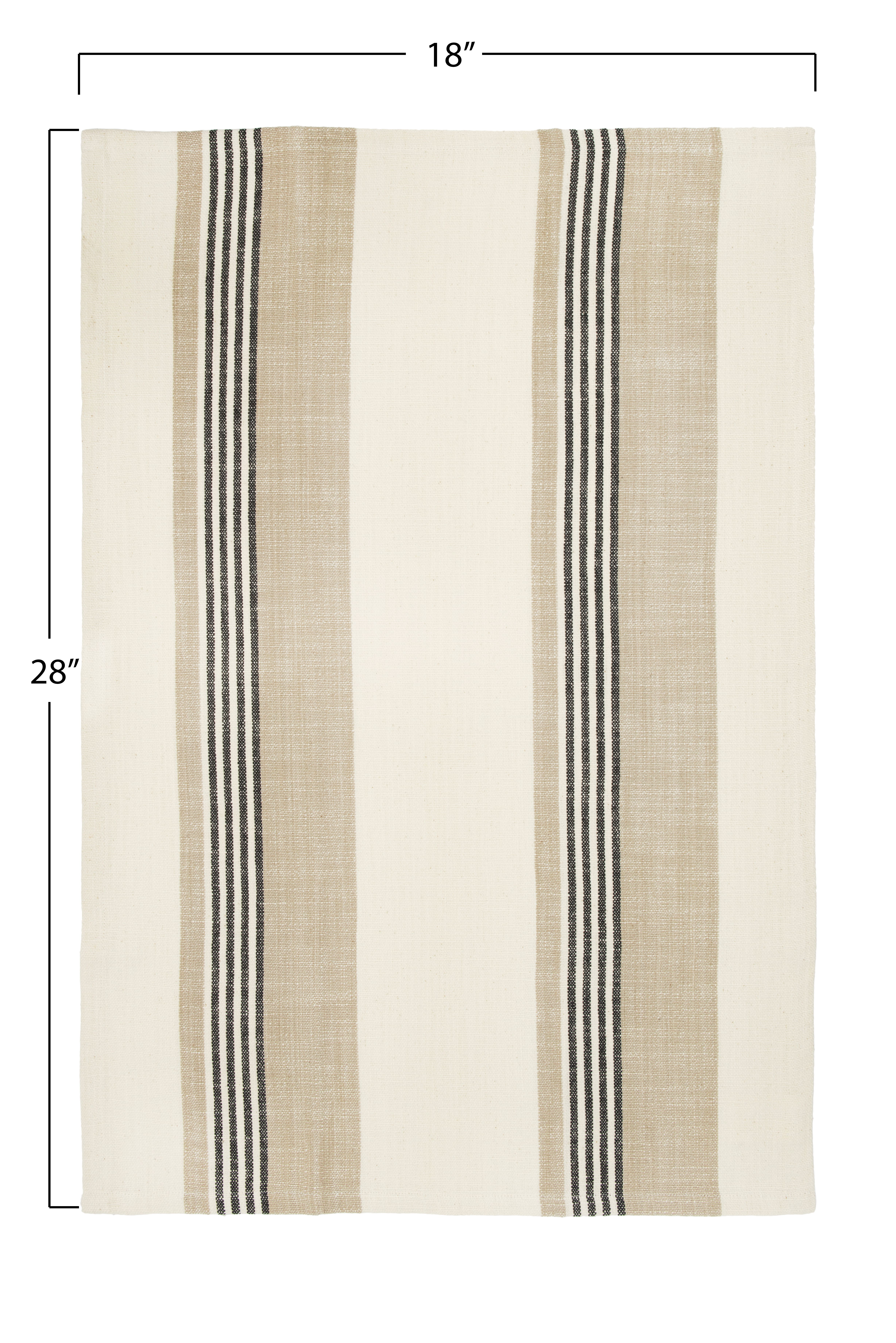 Hello Honey® Tan & Gray Striped Cotton Tea Towel Set