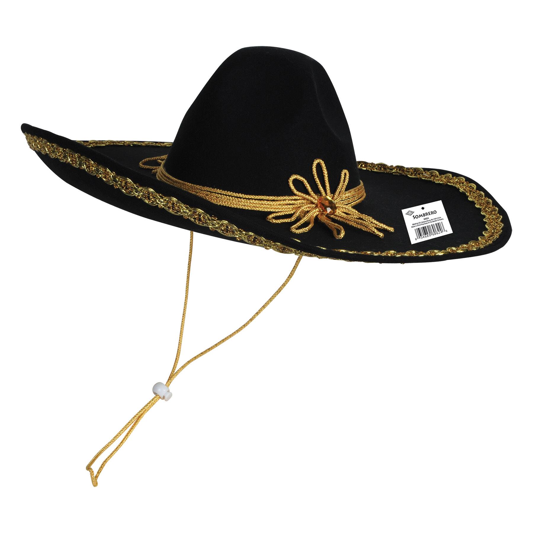 Beistle Black & Gold Felt Sombrero