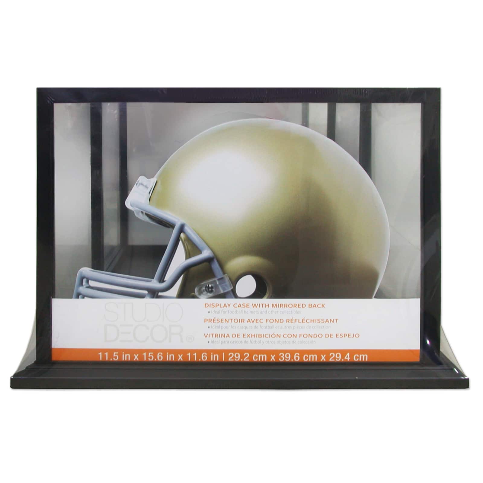 Black Football Helmet Display Case with Mirror Back by Studio Décor®
