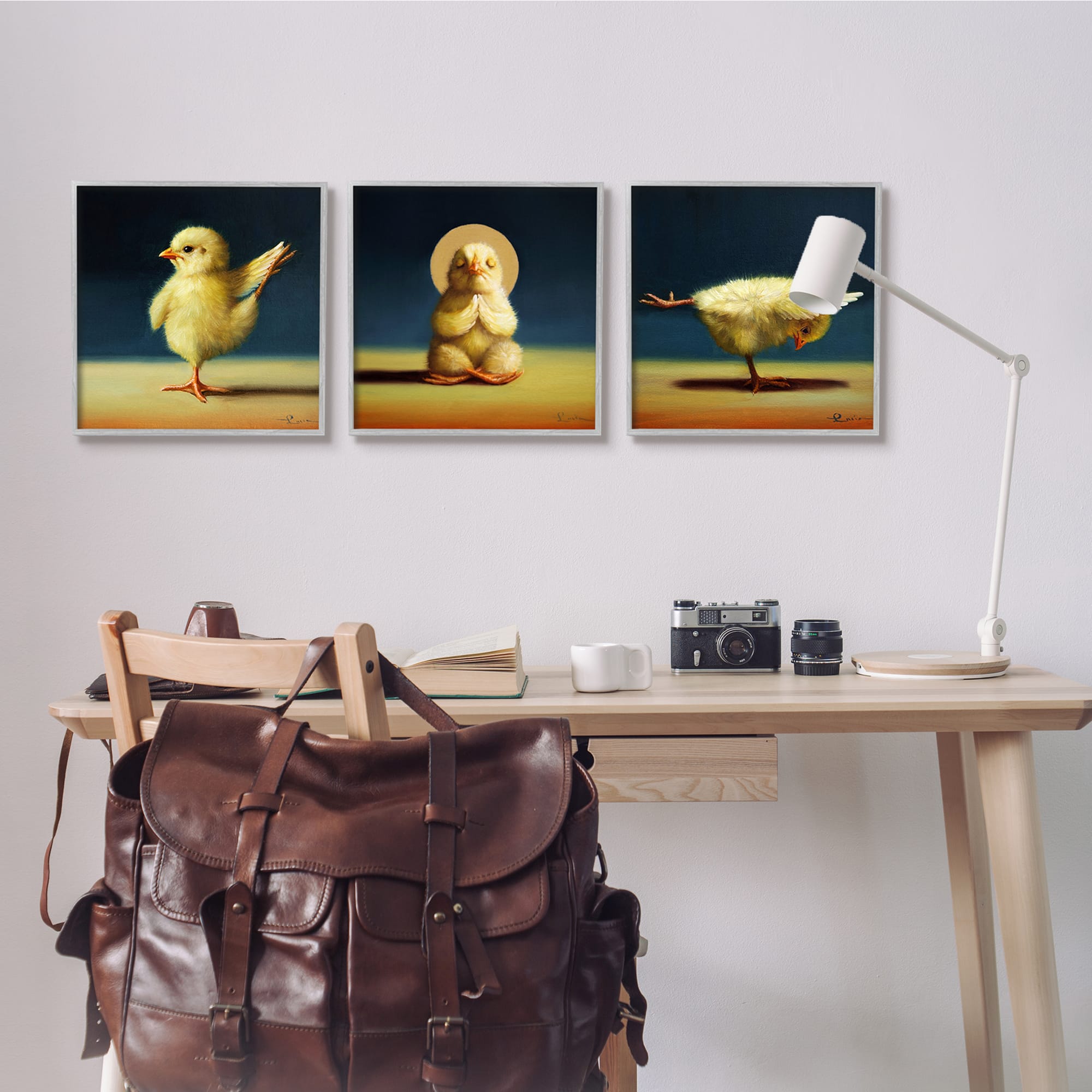 Stupell Industries Yoga Chick Trio Funny Farm Animals Stretching Poses Framed Wall Art