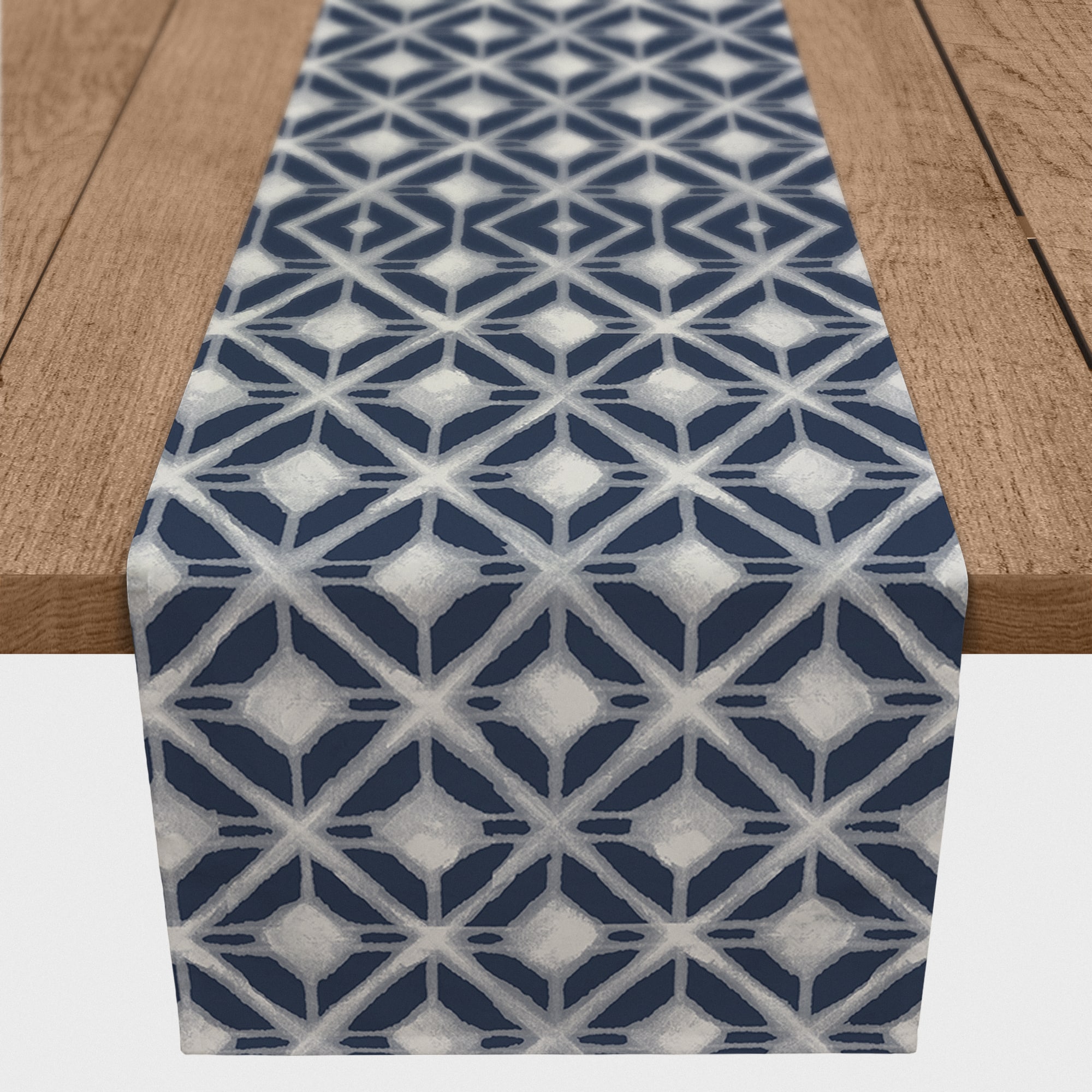 Navy Diamond Pattern 16" x 90" Cotton Twill Runner