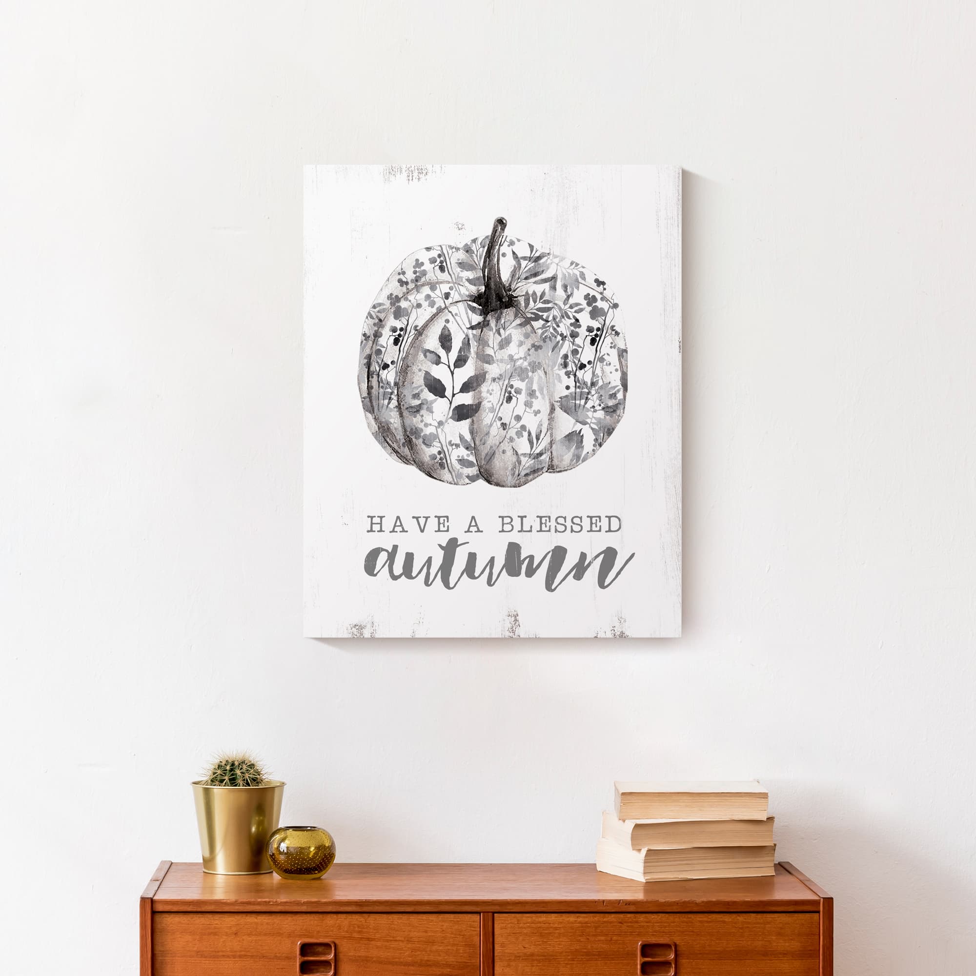Blessed Floral Pumpkin Canvas Wall Art