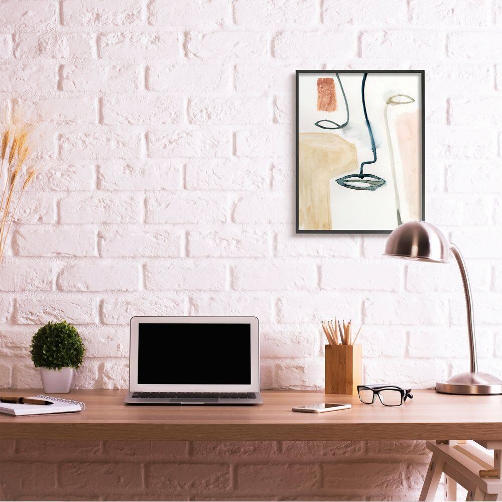 Stupell Industries Abstract Line & Color Block Face Wall Art in Black Frame