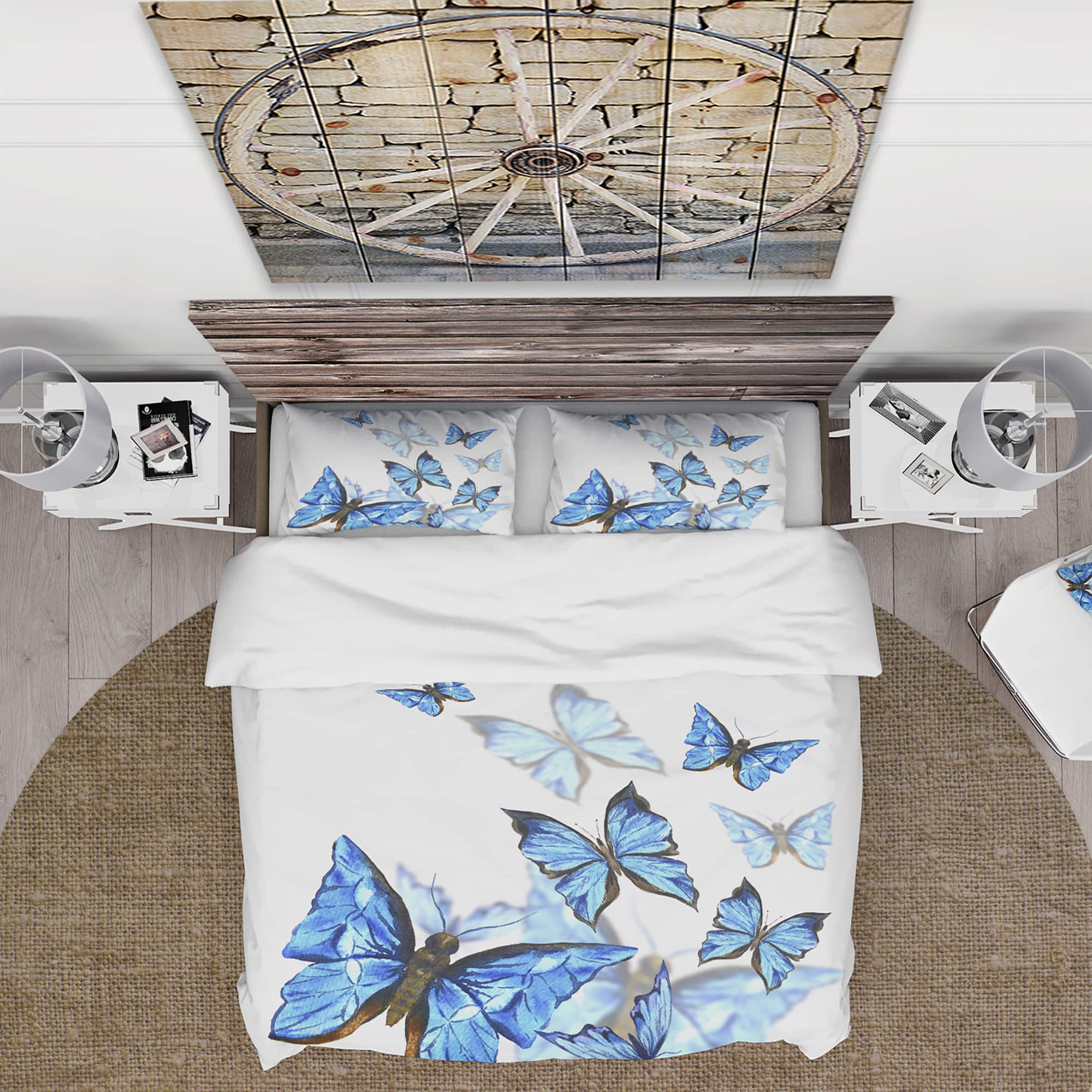 Designart 'Watercolor Butterflies on White' Cabin & Lodge Bedding Set - Duvet Cover & Shams