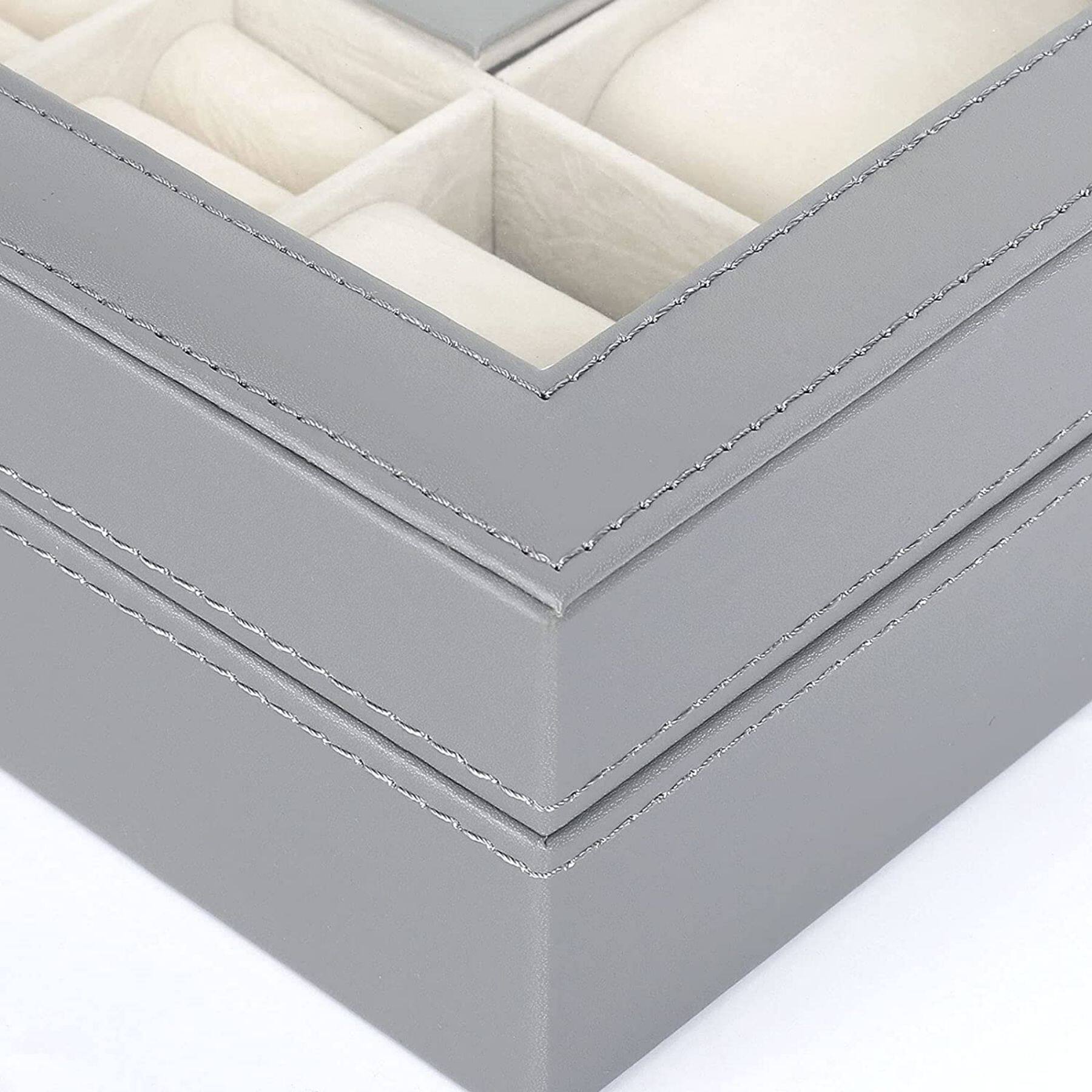 NEX™ 12" 8-Slot Lockable Artificial Leather Watch Case Organizer