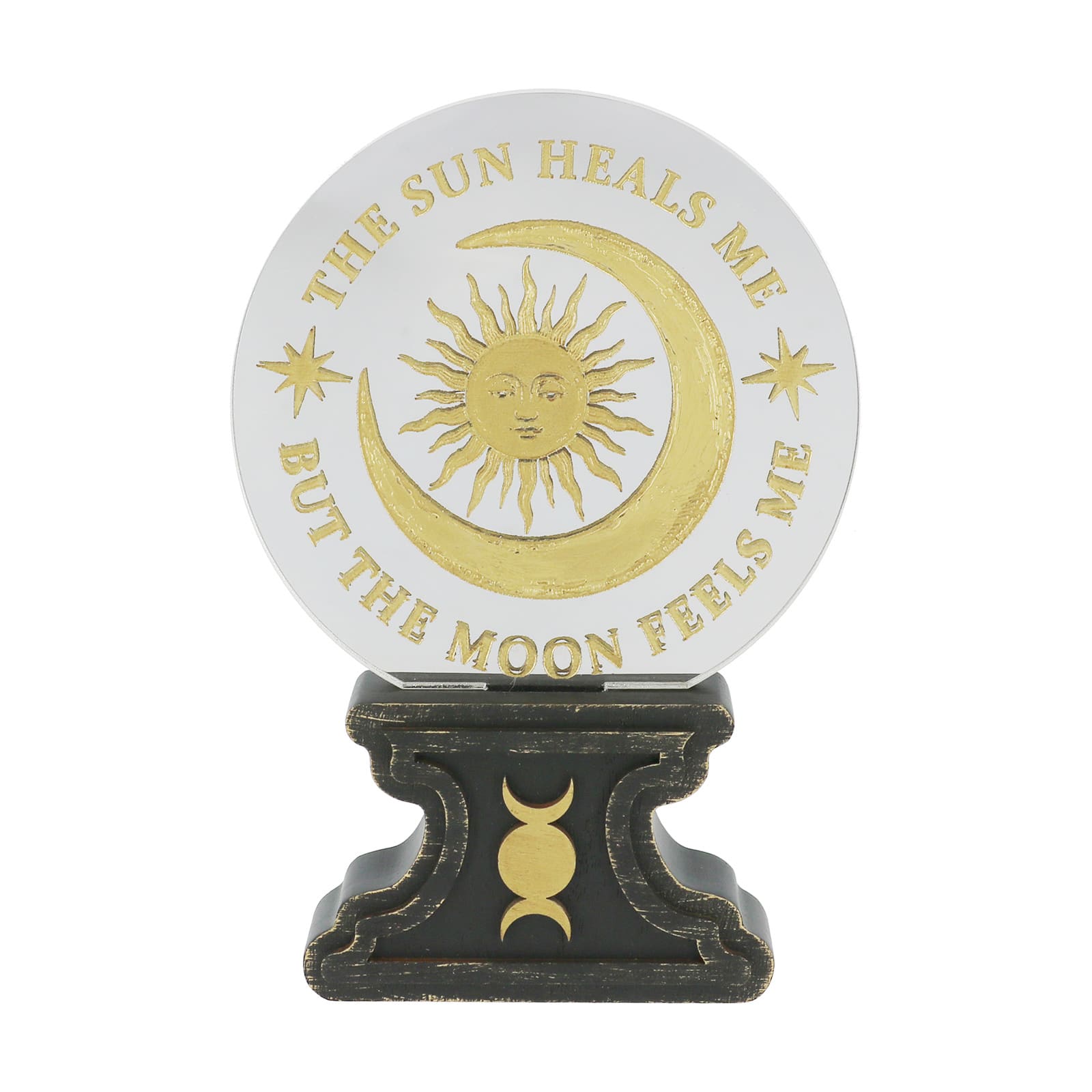 7.25" Gold & Black Sun & Moon Mirrored Tabletop Décor by Ashland®