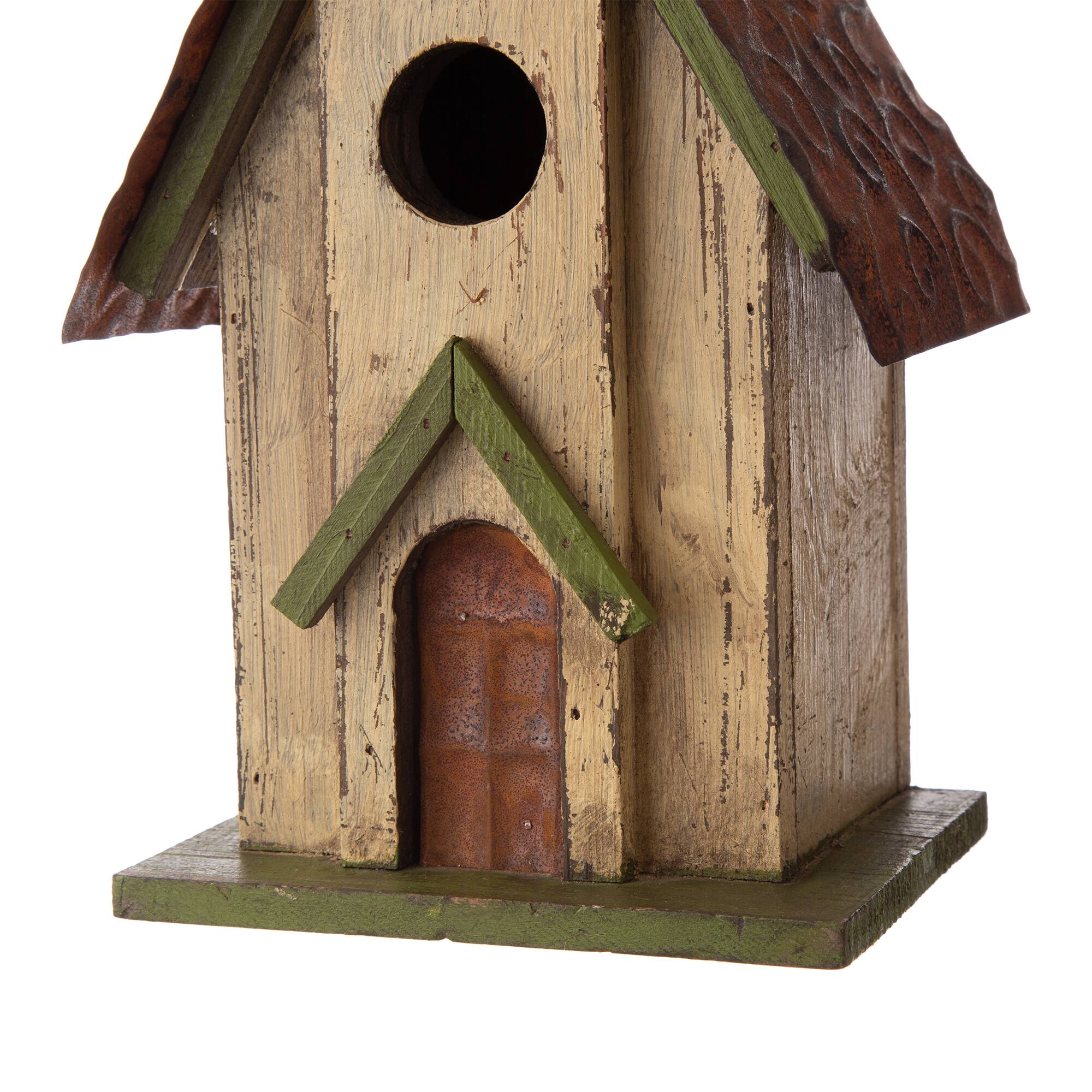 Glitzhome® Distressed Wooden Church Birdhouse