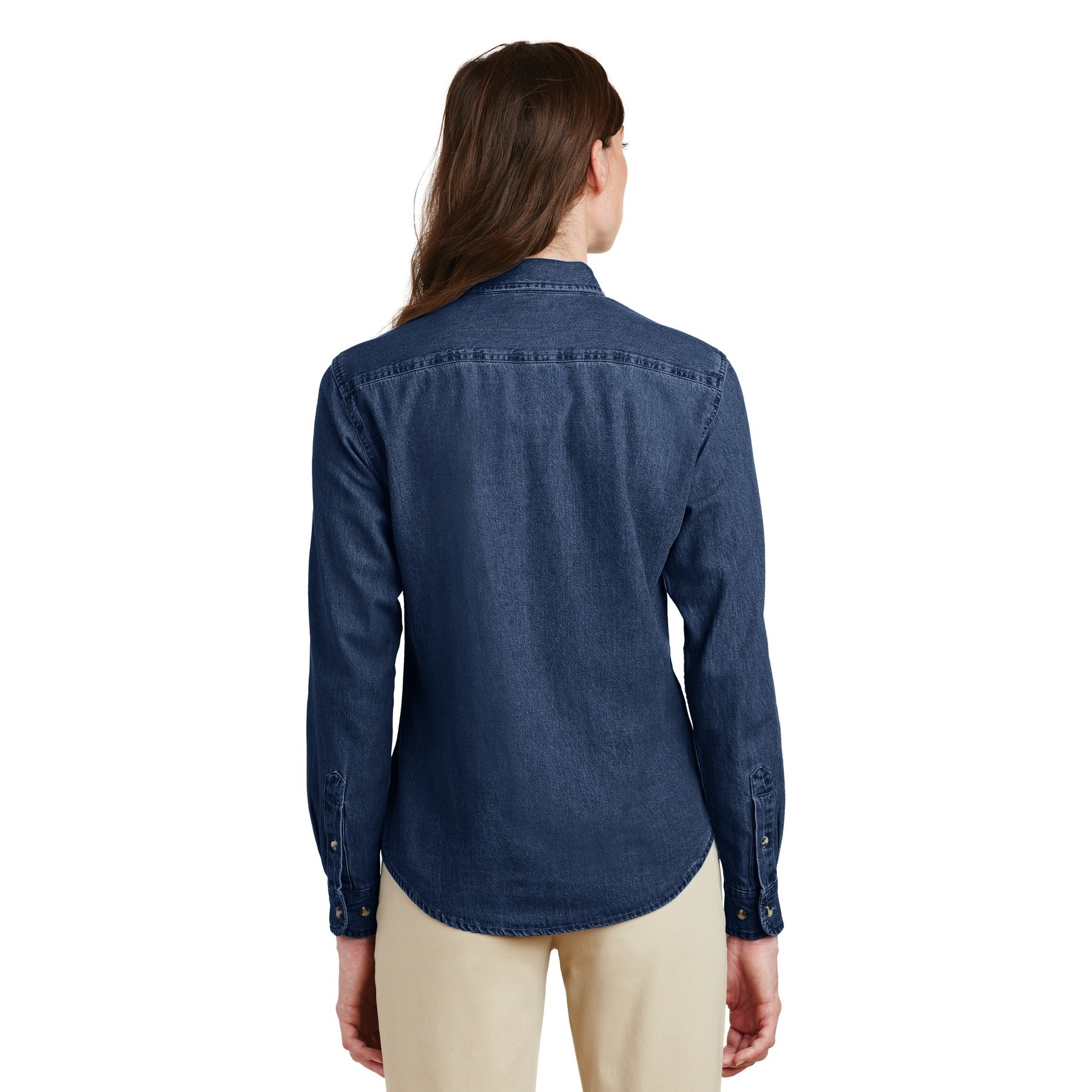 Port & Company® Long Sleeve Ladies Value Denim Shirt