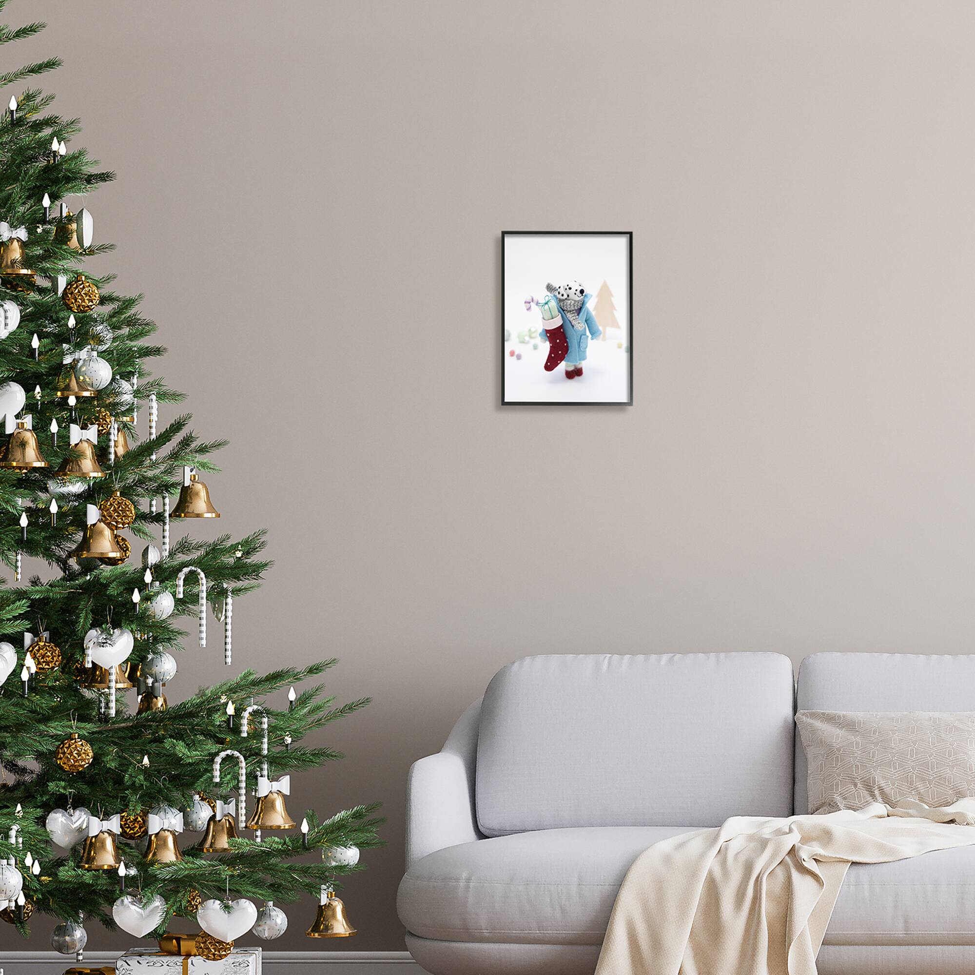 Stupell Industries Dalmatian Christmas Stocking Scene Framed Giclee Art