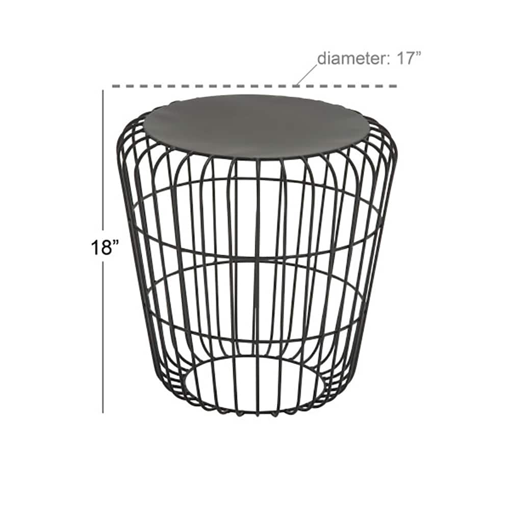 Gray Tin Industrial Outdoor Accent Table