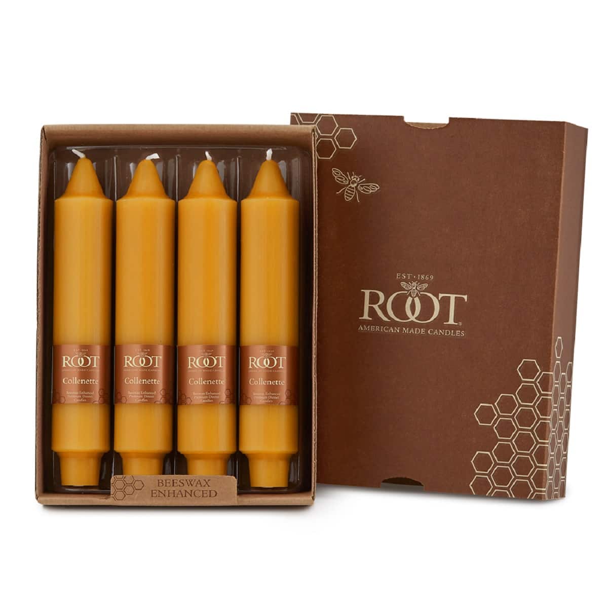 Root Candles 7" Unscented Smooth Collenette Taper Candles, 4ct.
